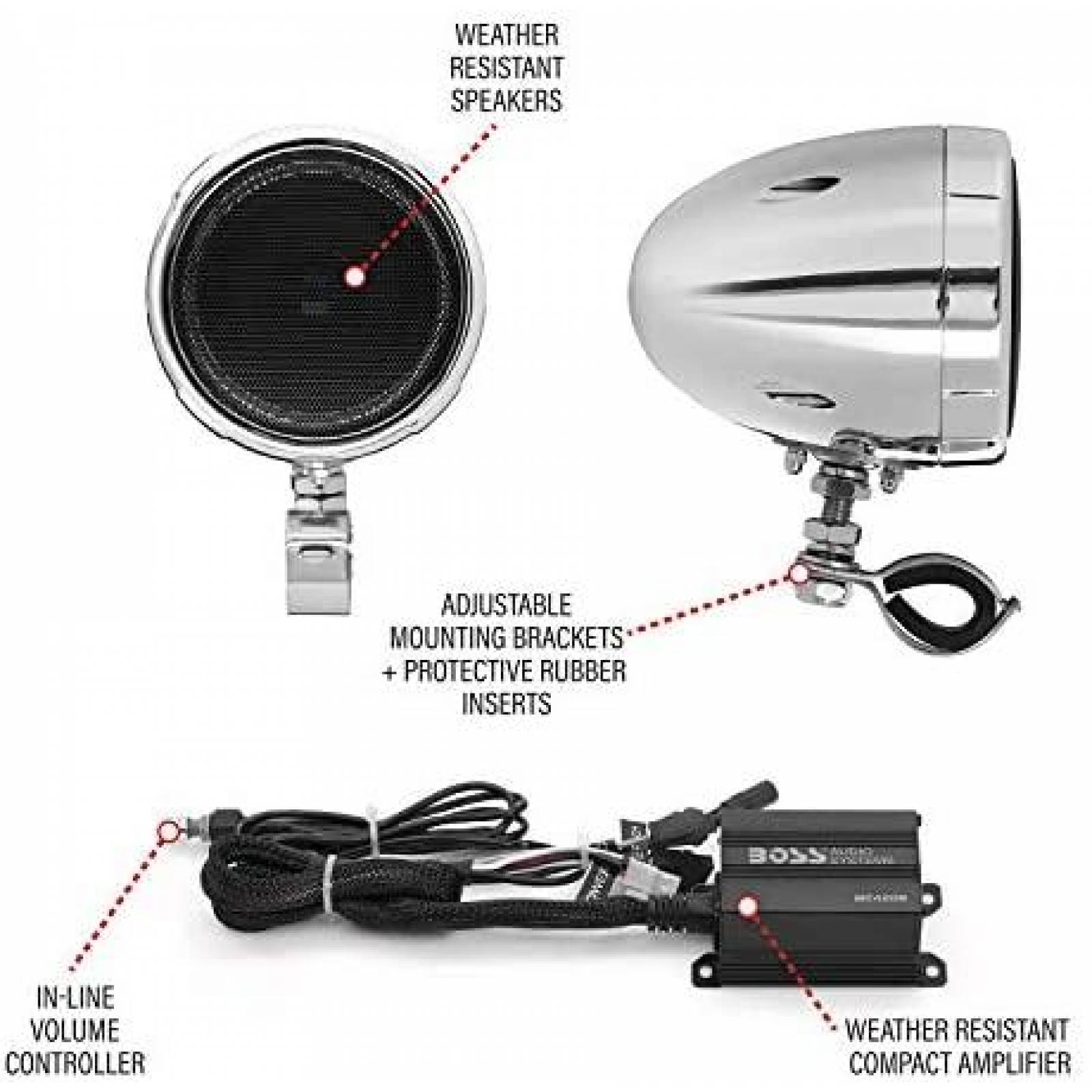 Bocinas Coaxiales BOSS Audio Systems MC420B para Moto -Negro