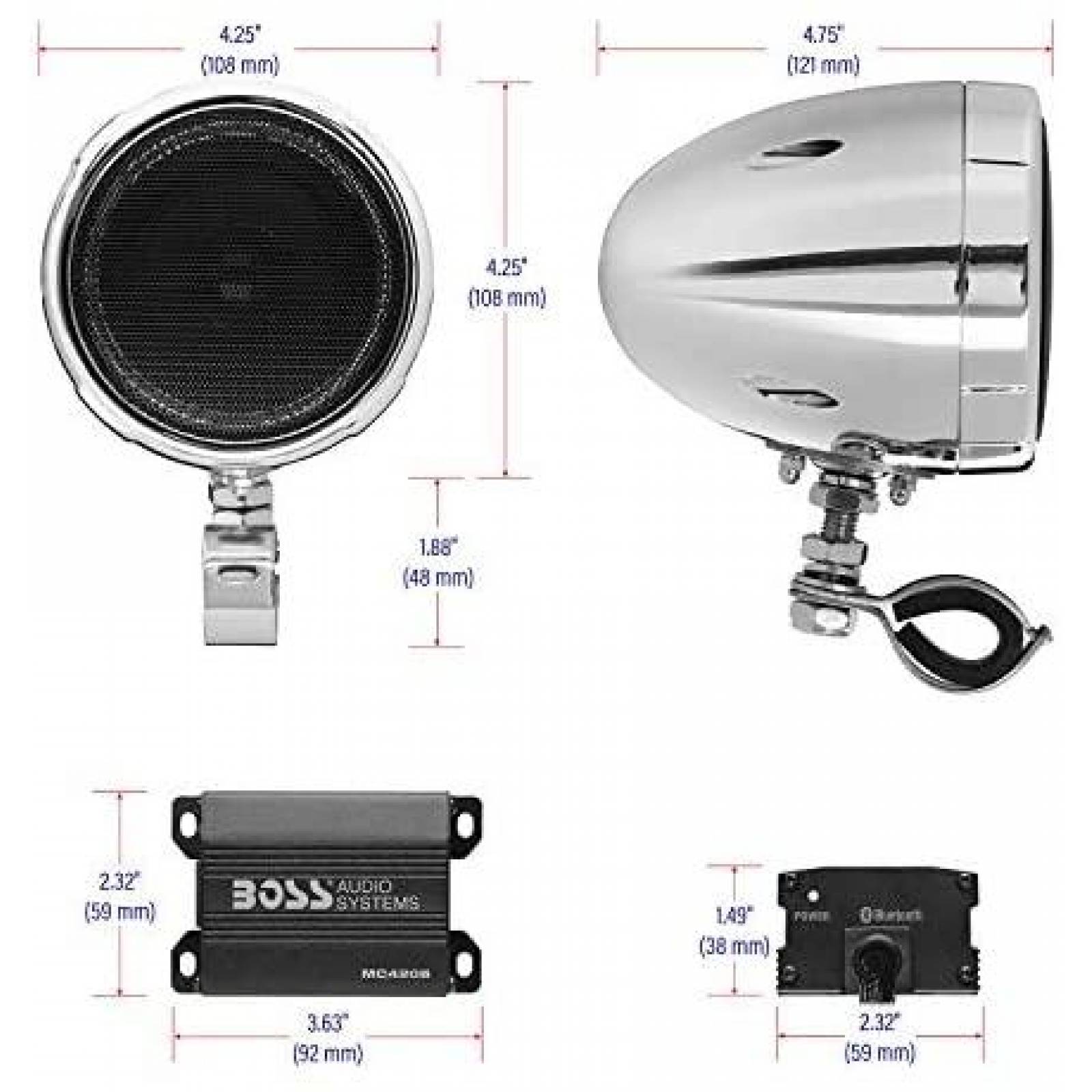 Bocinas Coaxiales BOSS Audio Systems MC420B para Moto -Negro