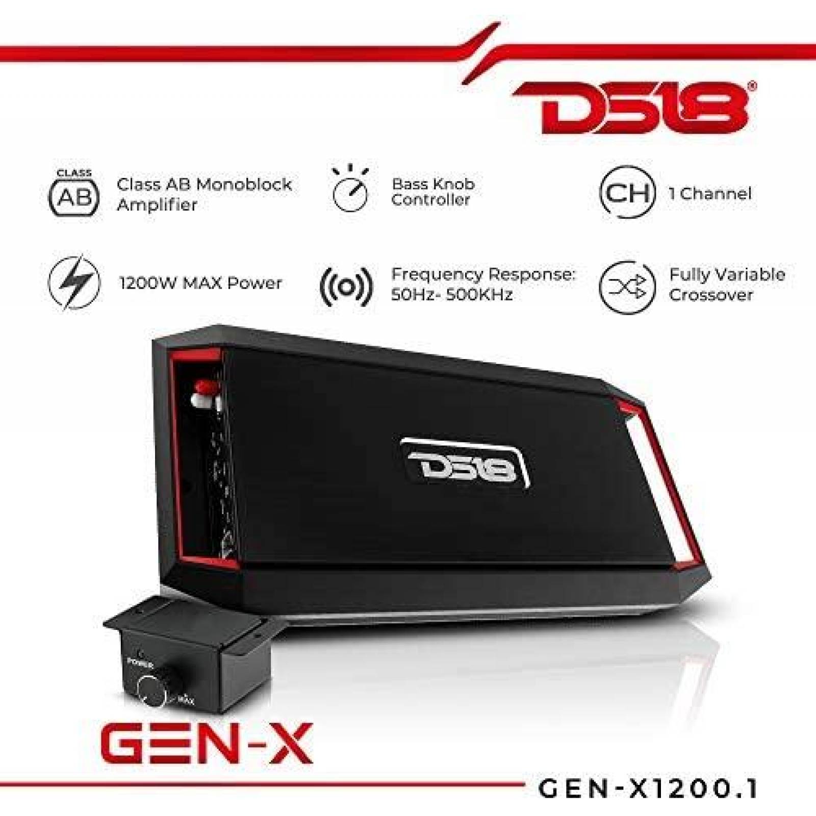 Amplificador DS18 GEN-X1200.1 1200 Watts -Negro