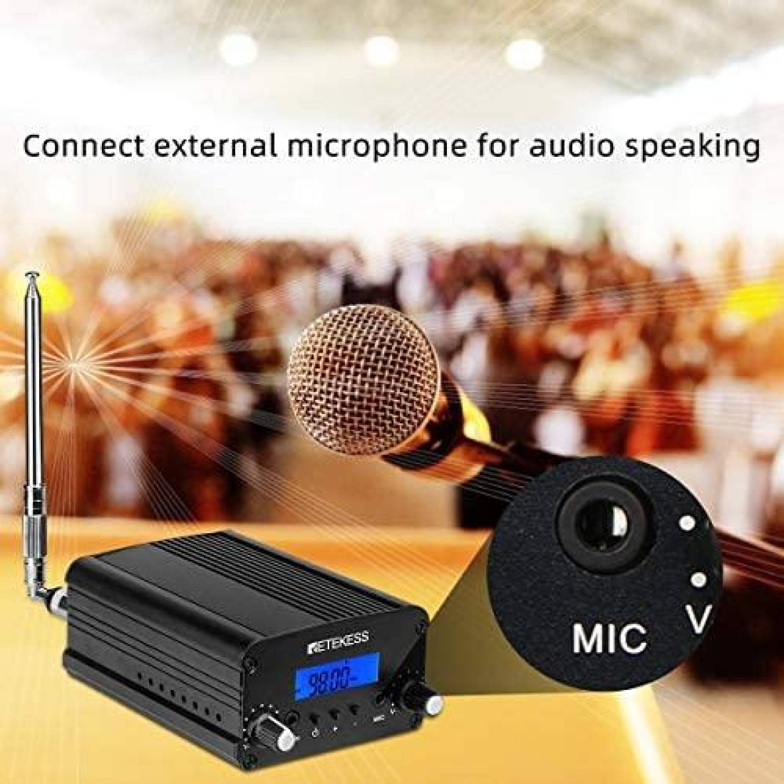 Transmisor Retekess TR509 FM Alcance maximo 1 km -Negro