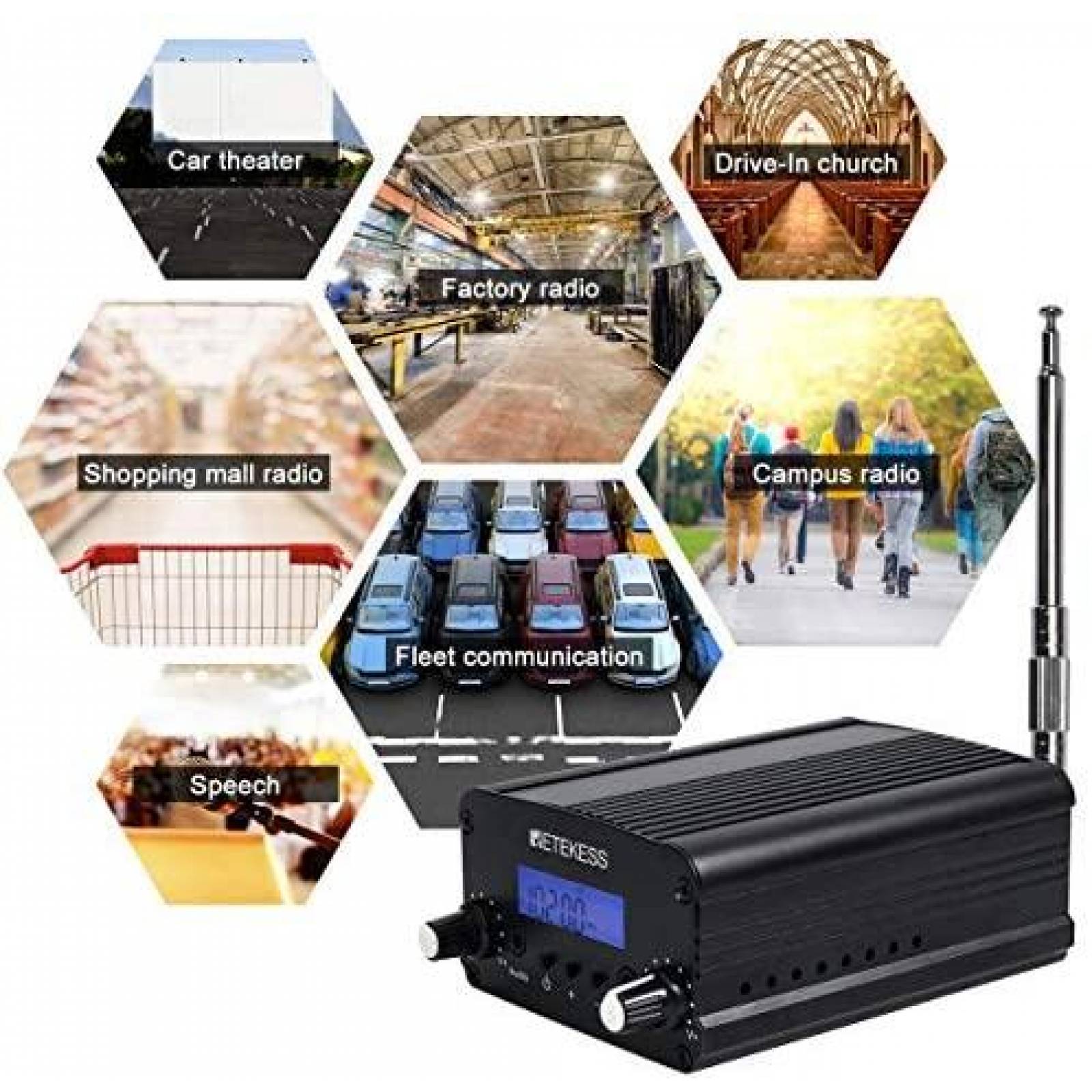 Transmisor Retekess TR509 FM Alcance maximo 1 km -Negro