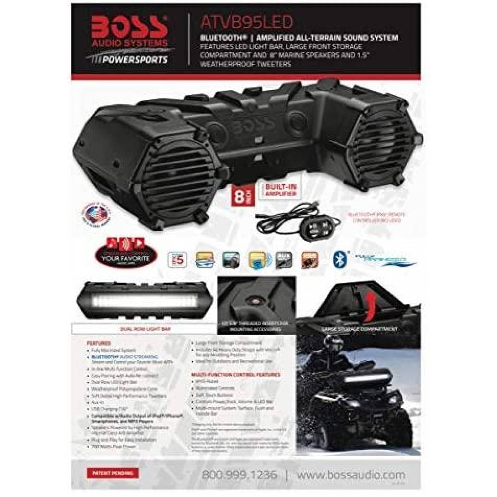 Bocina BOSS Audio Systems A Prueba de Agua Luces LED -Negro