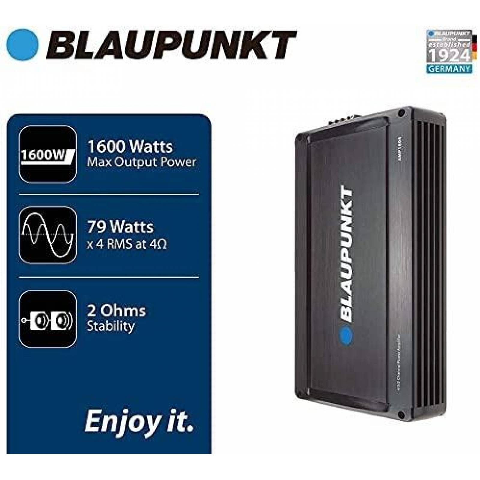 Amplificador Blaupunkt AMP1604 1600 Watts 4 Canales -Negro