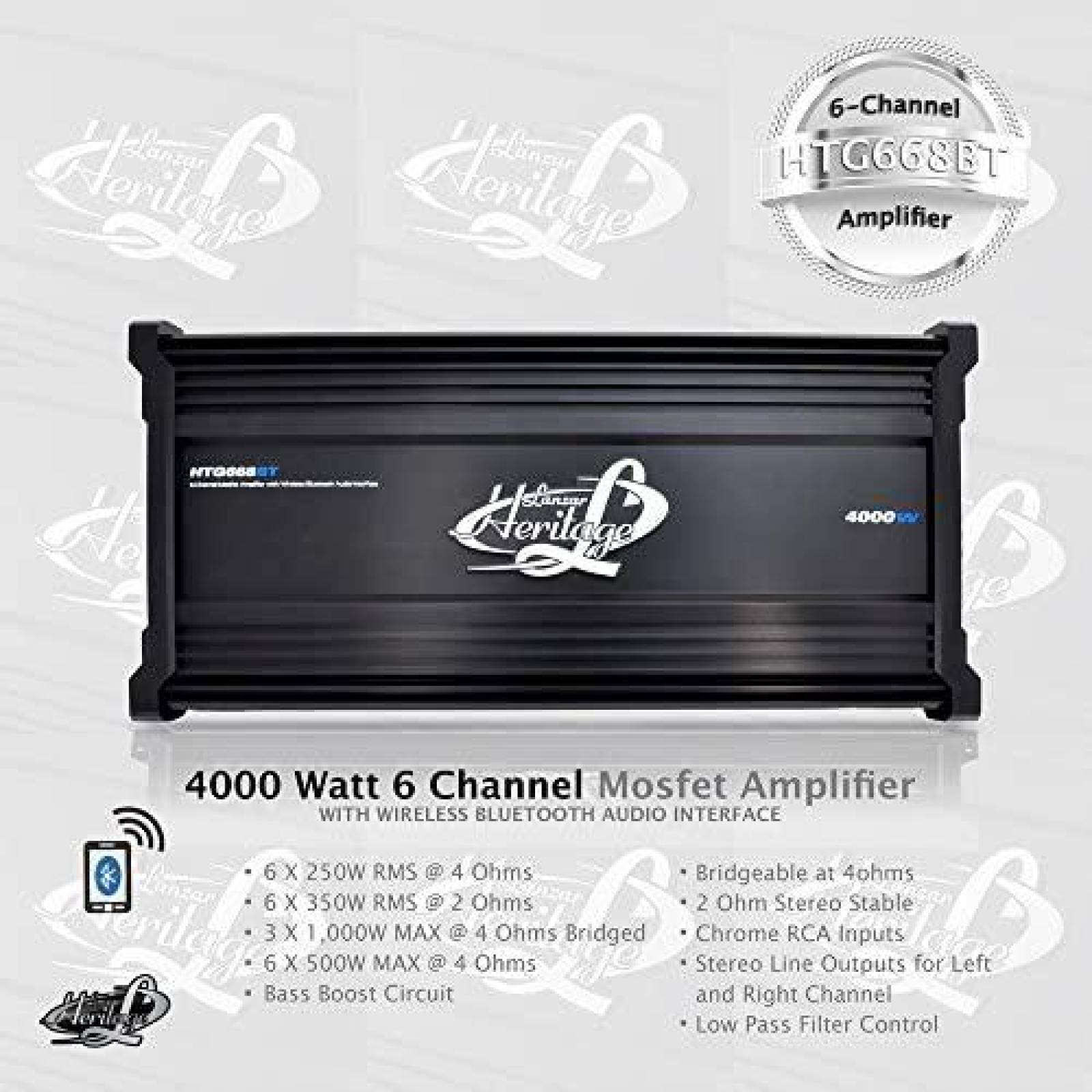 Amplificador para auto Lanzar 4000W 2 Ohm 6 canales