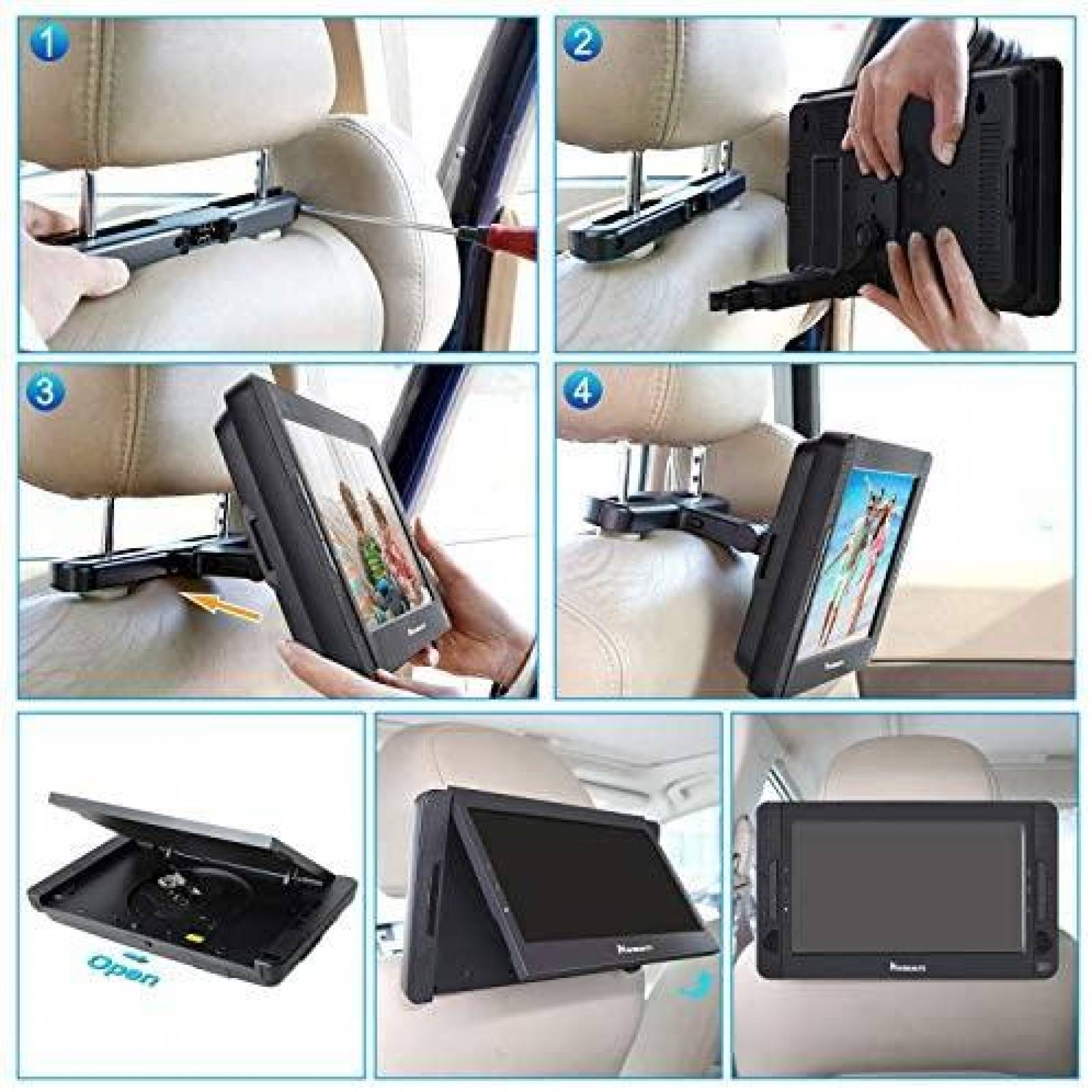 Reproductor DVD NAVISKAUTO Portatil para Automovil -Negro