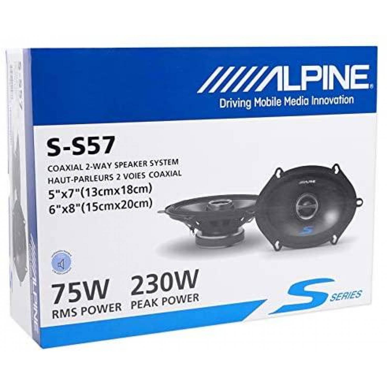 Bocinas Coaxiales Alpine S-S57 5 x 7'' 75W RMS -Negro