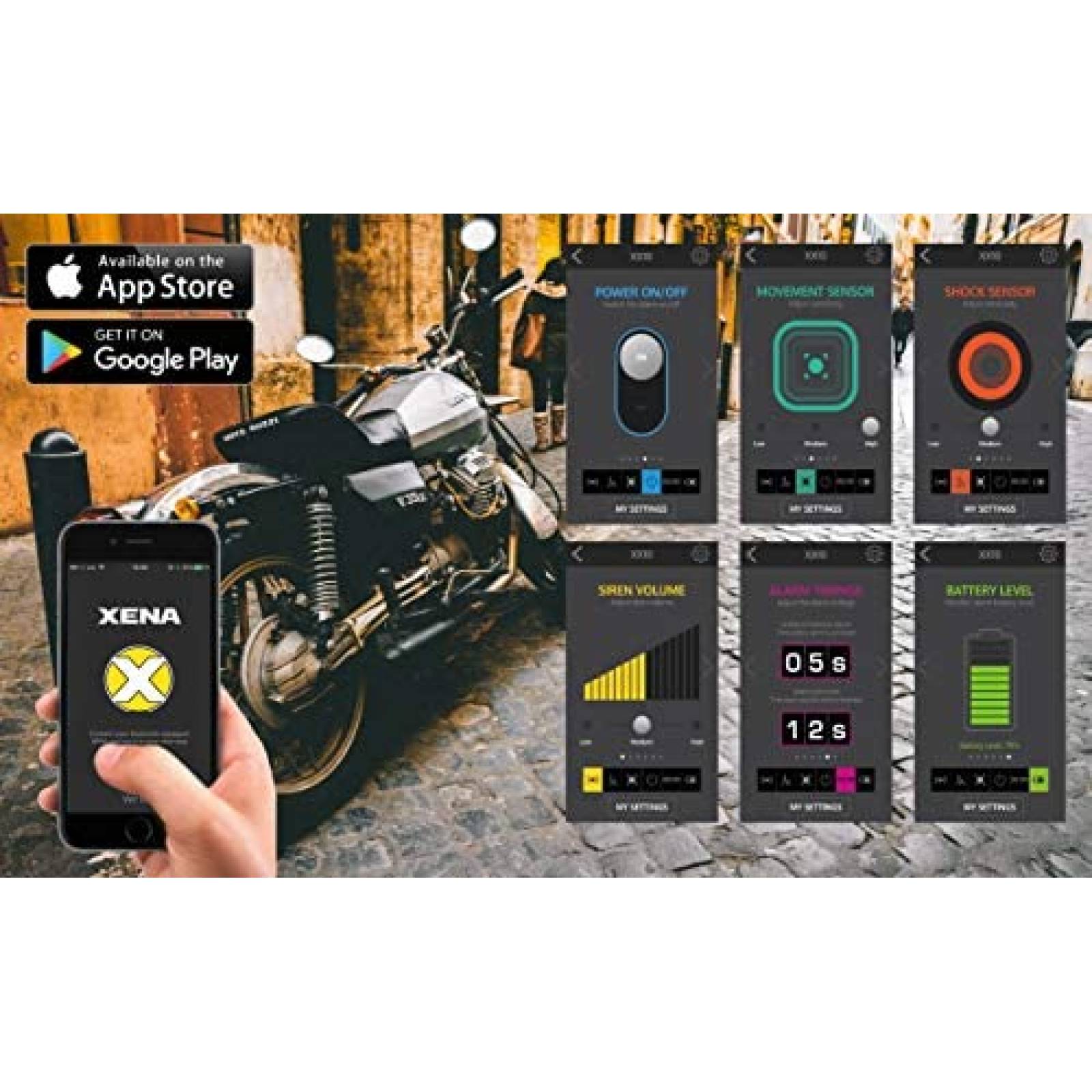 Bloqueo disco moto Xena XX6 Con alarma Bluetooth compatible