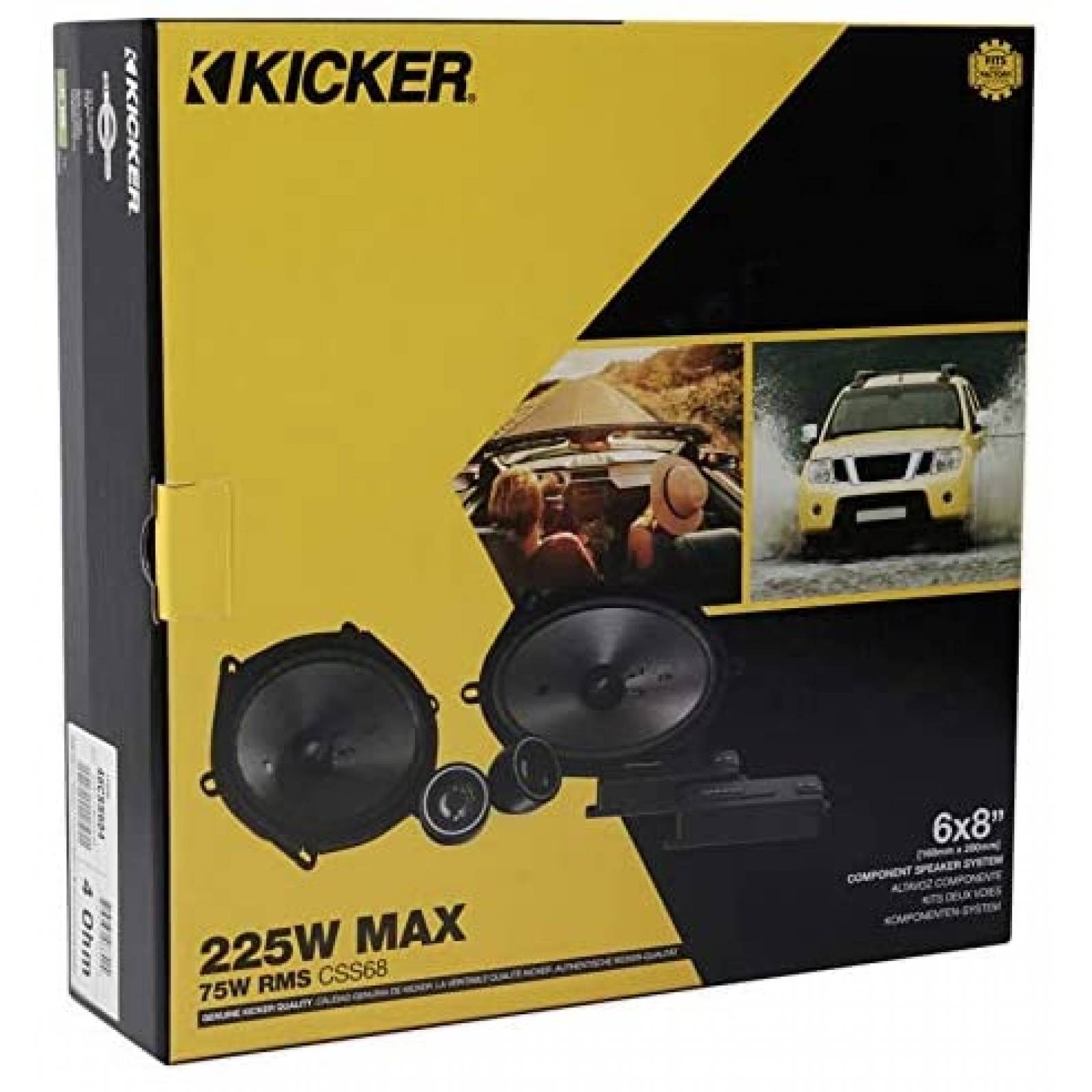 Bocinas Kicker 46CSS684 6 x 8'' de 225 V para Auto -Negro
