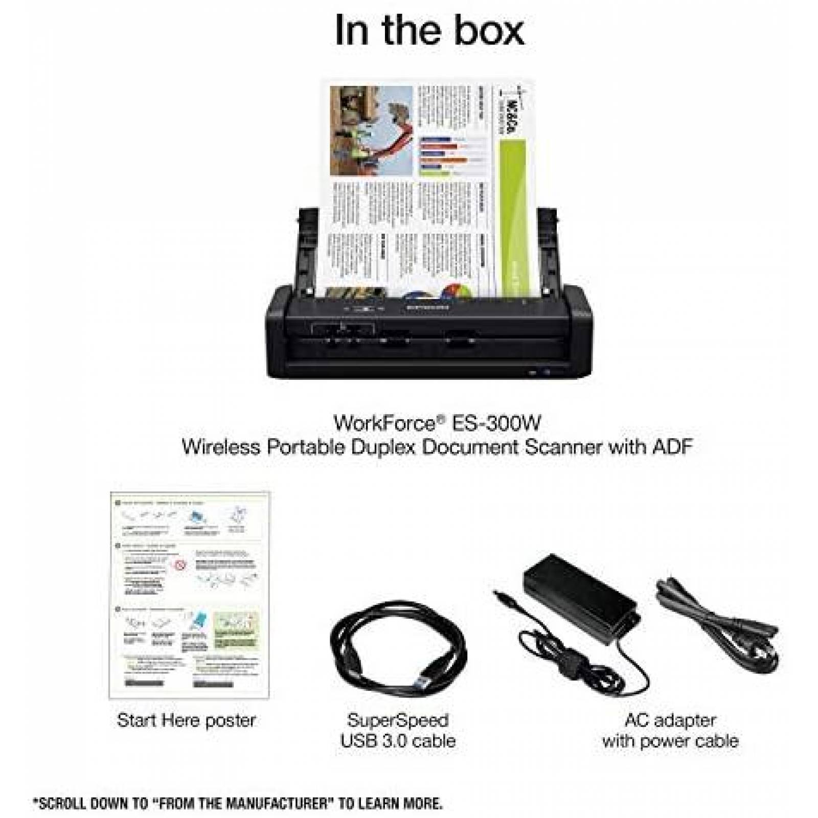 Escaner de Documentos Epson Portatil Inalambrico a Color