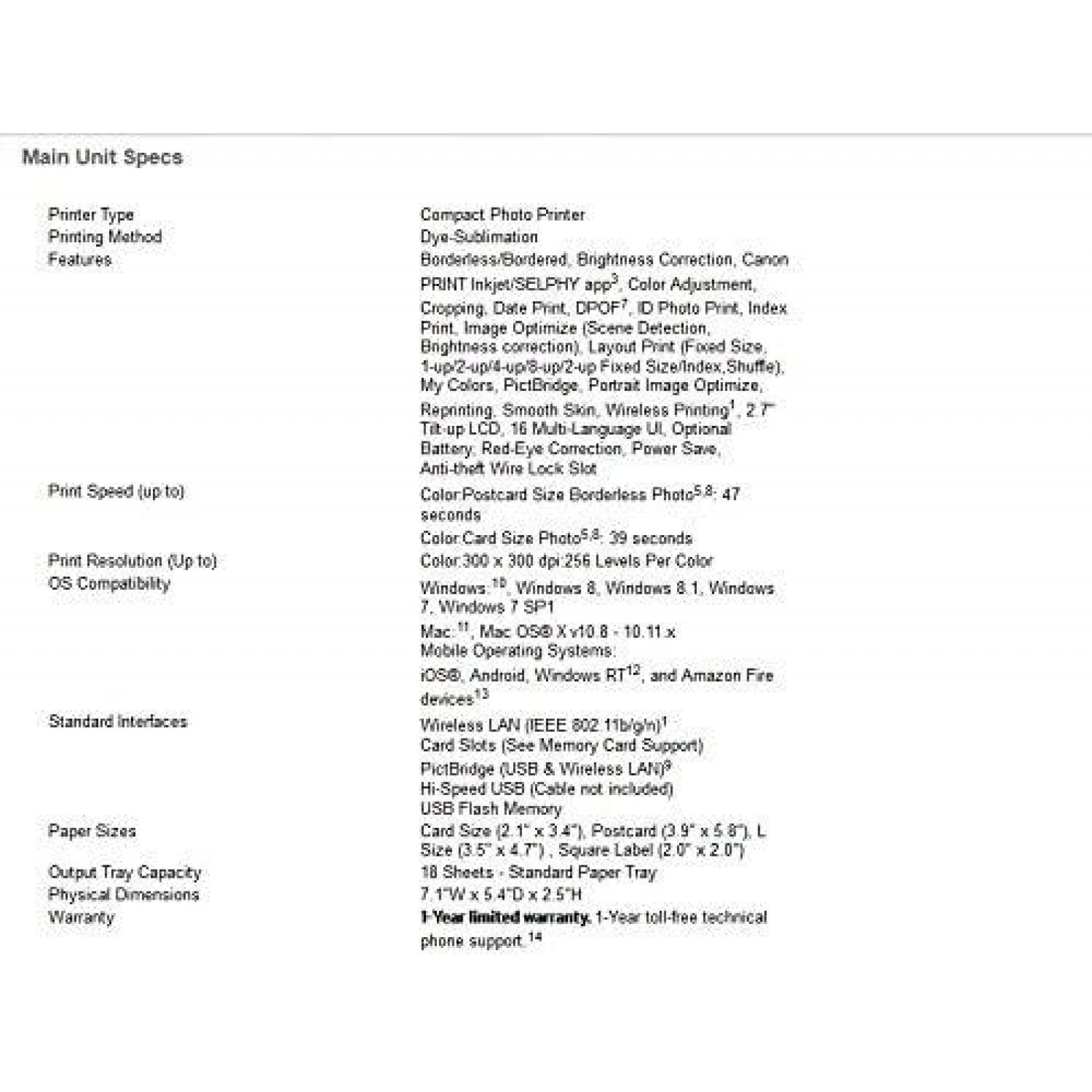 Impresora de Fotografias Canon Selphy CP1200 A Color -Negro