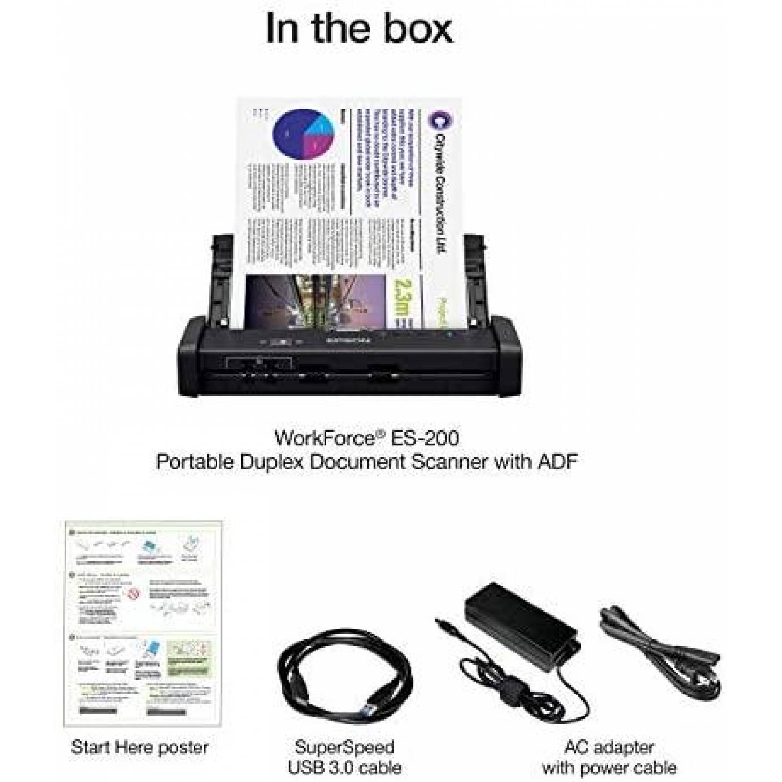 Escaner de Documentos Epson Portatil para Mac y PC -Negro