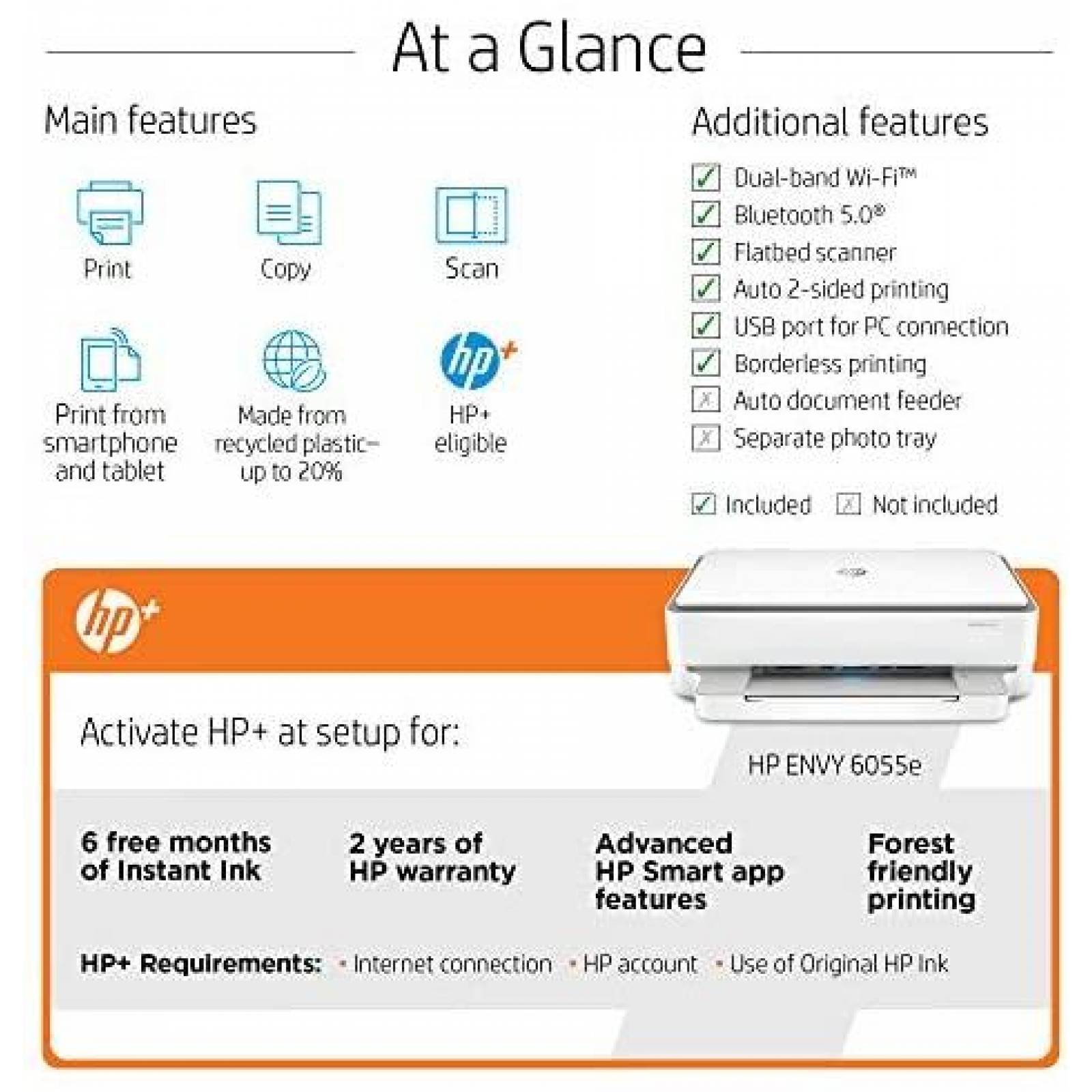 Impresora a Color HP ENVY 6055e Wifi/USB/Bluetooth -Gris