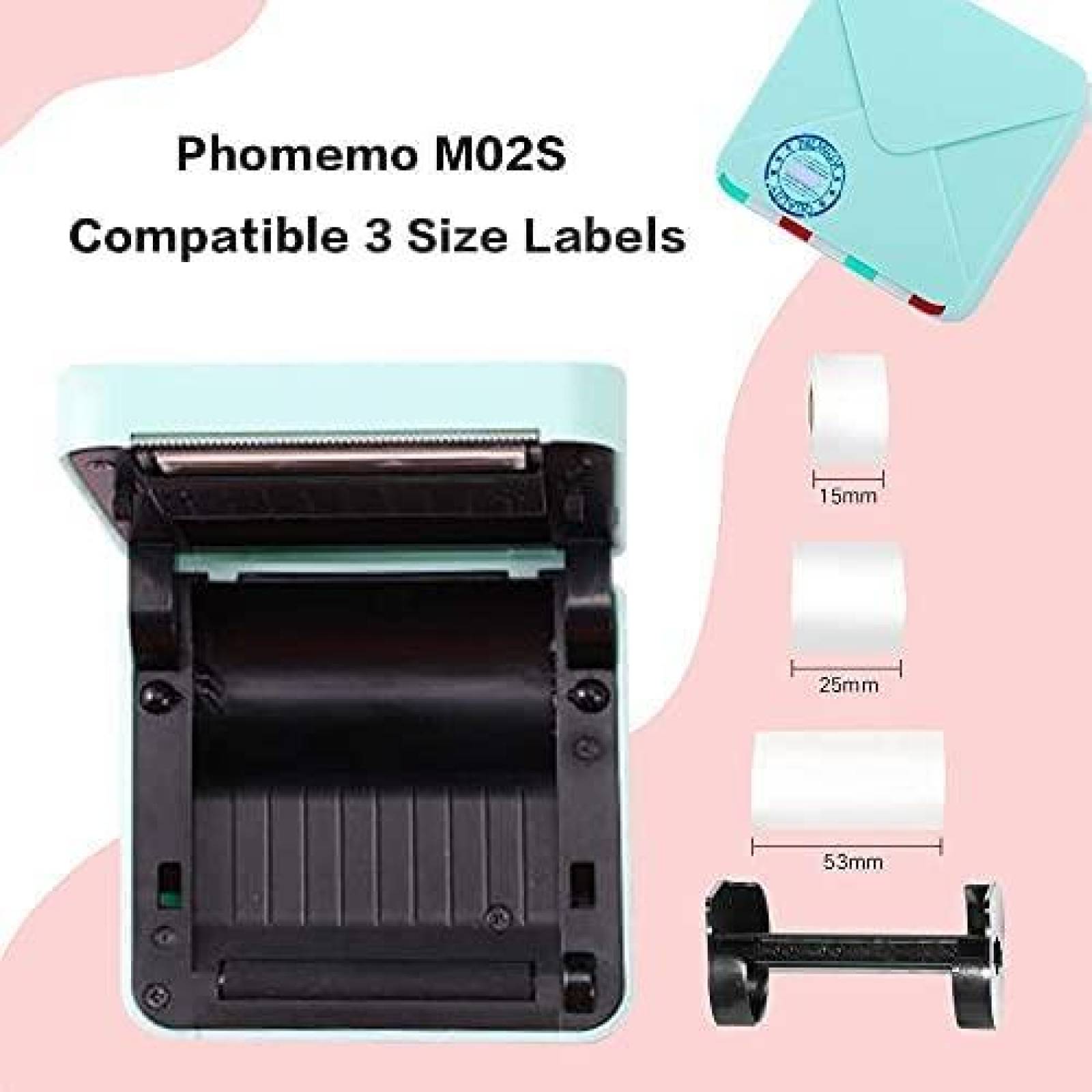 Mini impresora Phomemo M02S Termica+3 rollos papel adhesivo