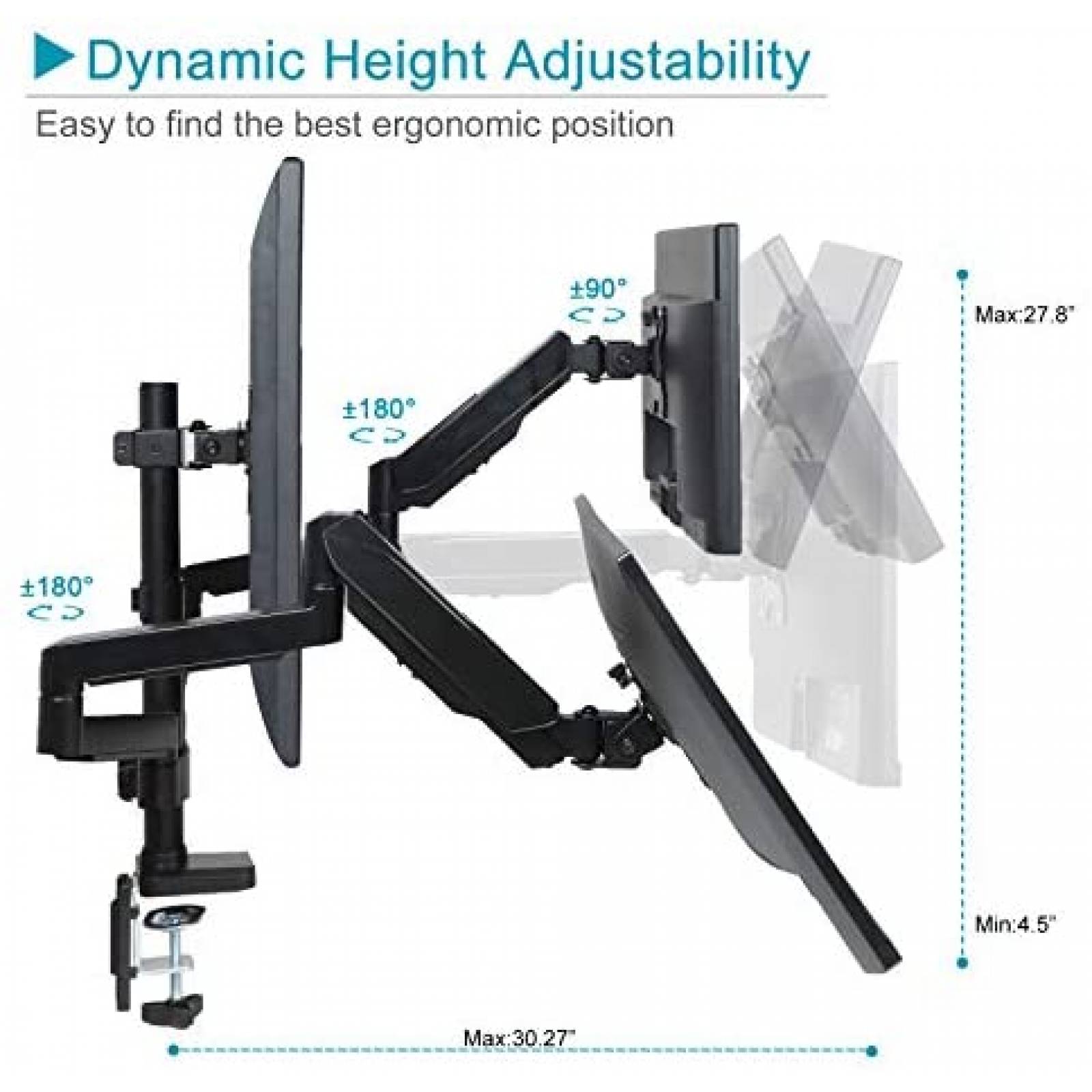 Stand Triple IMLIB para Monitor de 27''/17.6Lbs -Negro