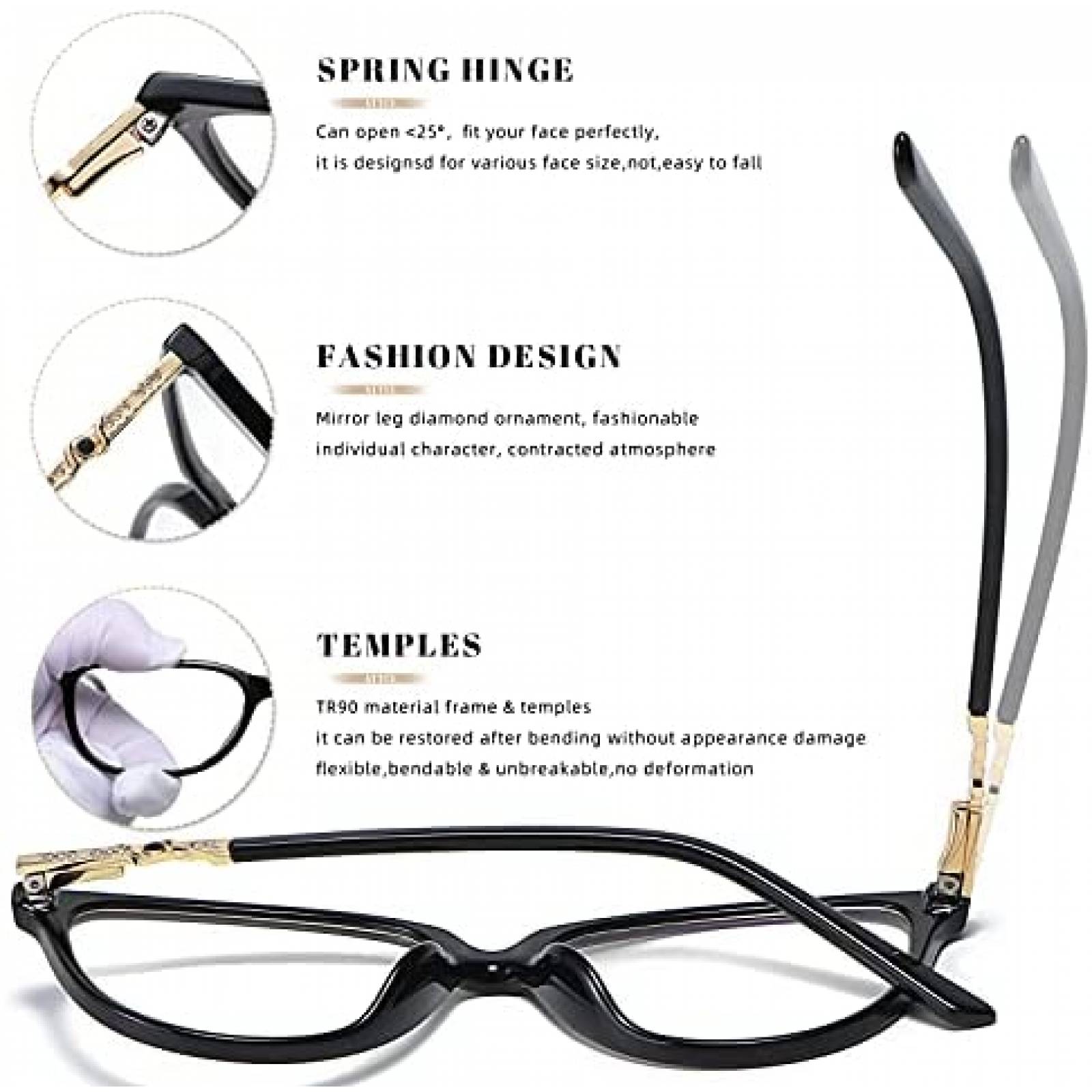 Lentes Antireflejantes MORIYUE para Mujer TR90 -Negro