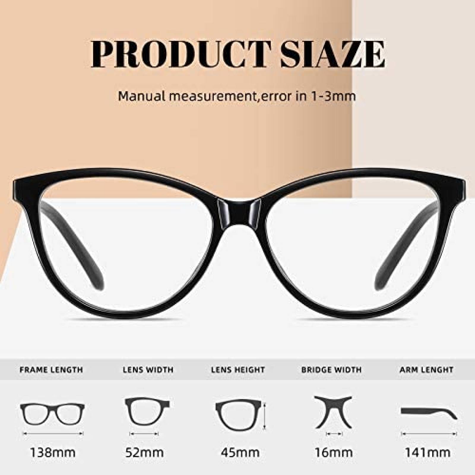 Lentes Antireflejantes MORIYUE para Mujer TR90 -Negro