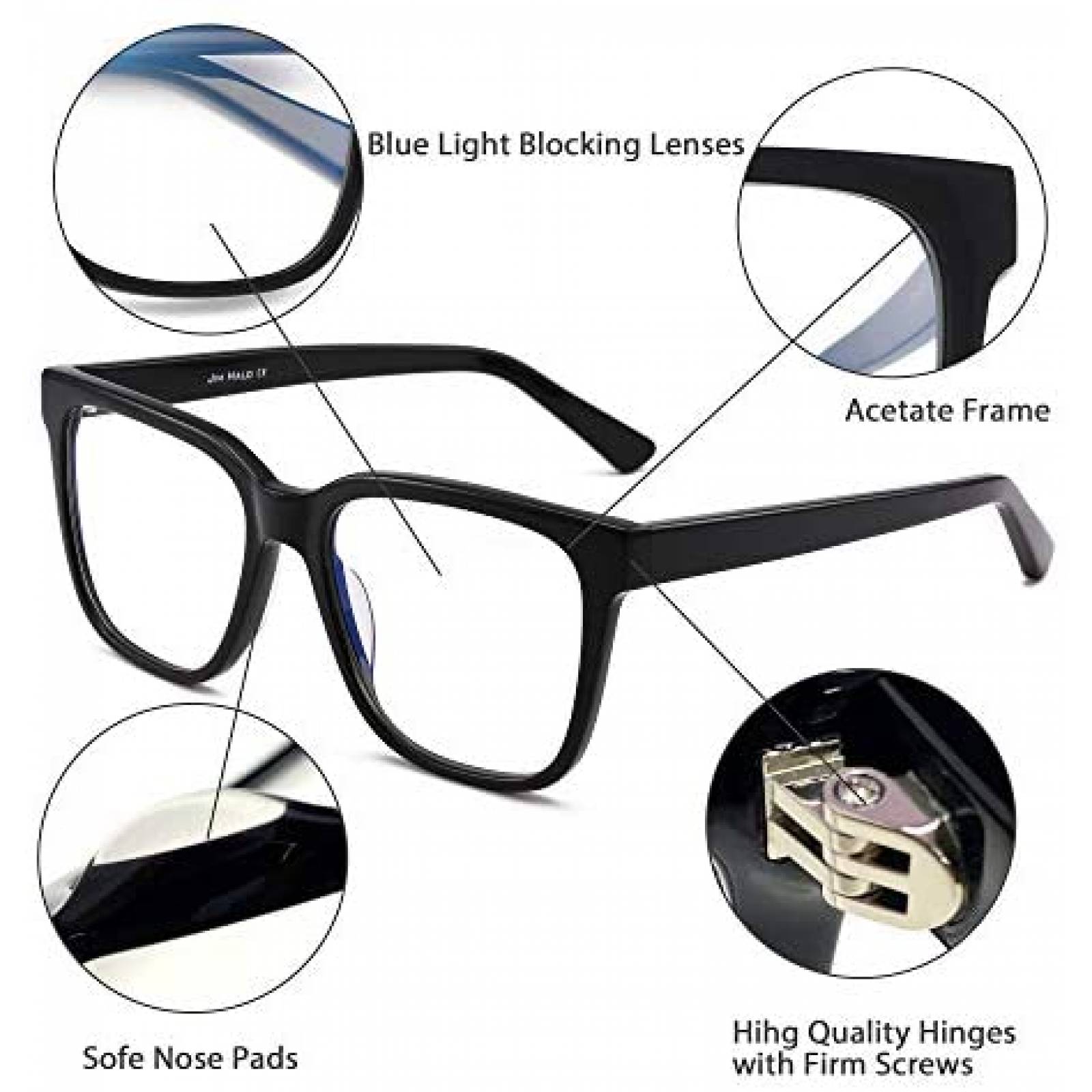 Lentes de Bloque de Luz Azul JIM HALO Unisex -Negro