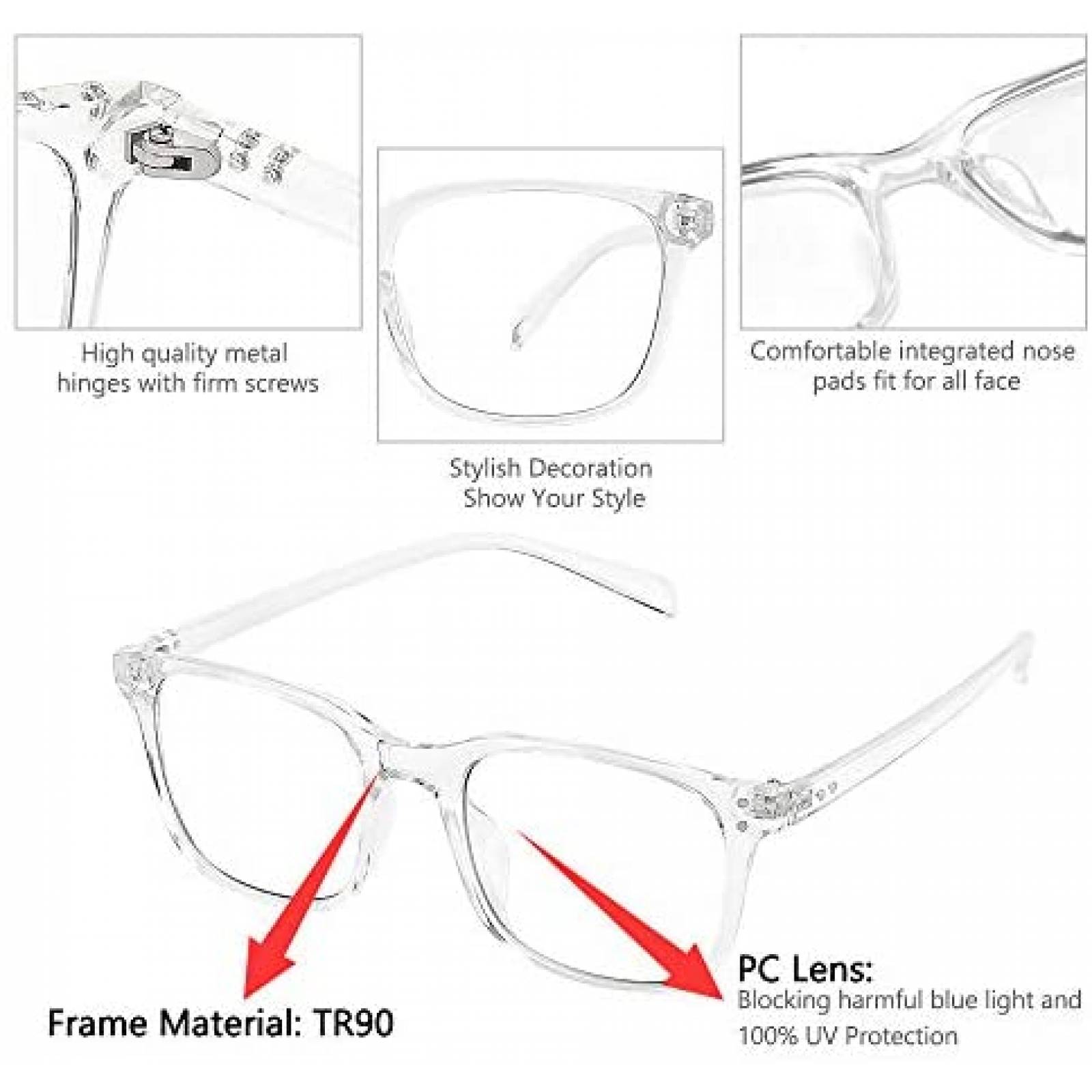 Lentes de Bloqueo de Luz Azul Cyxus Stylish -Transparente