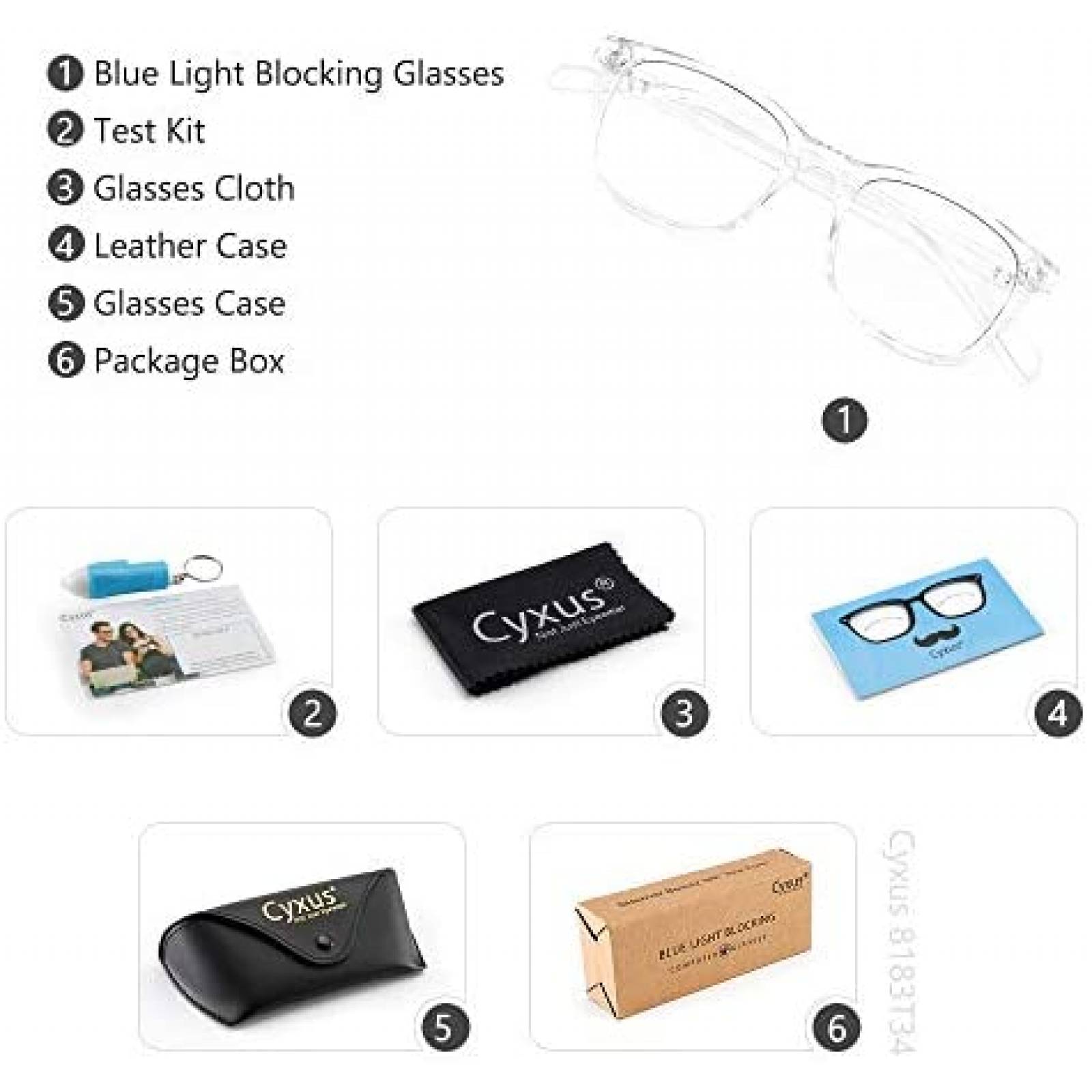 Lentes de Bloqueo de Luz Azul Cyxus Stylish -Transparente