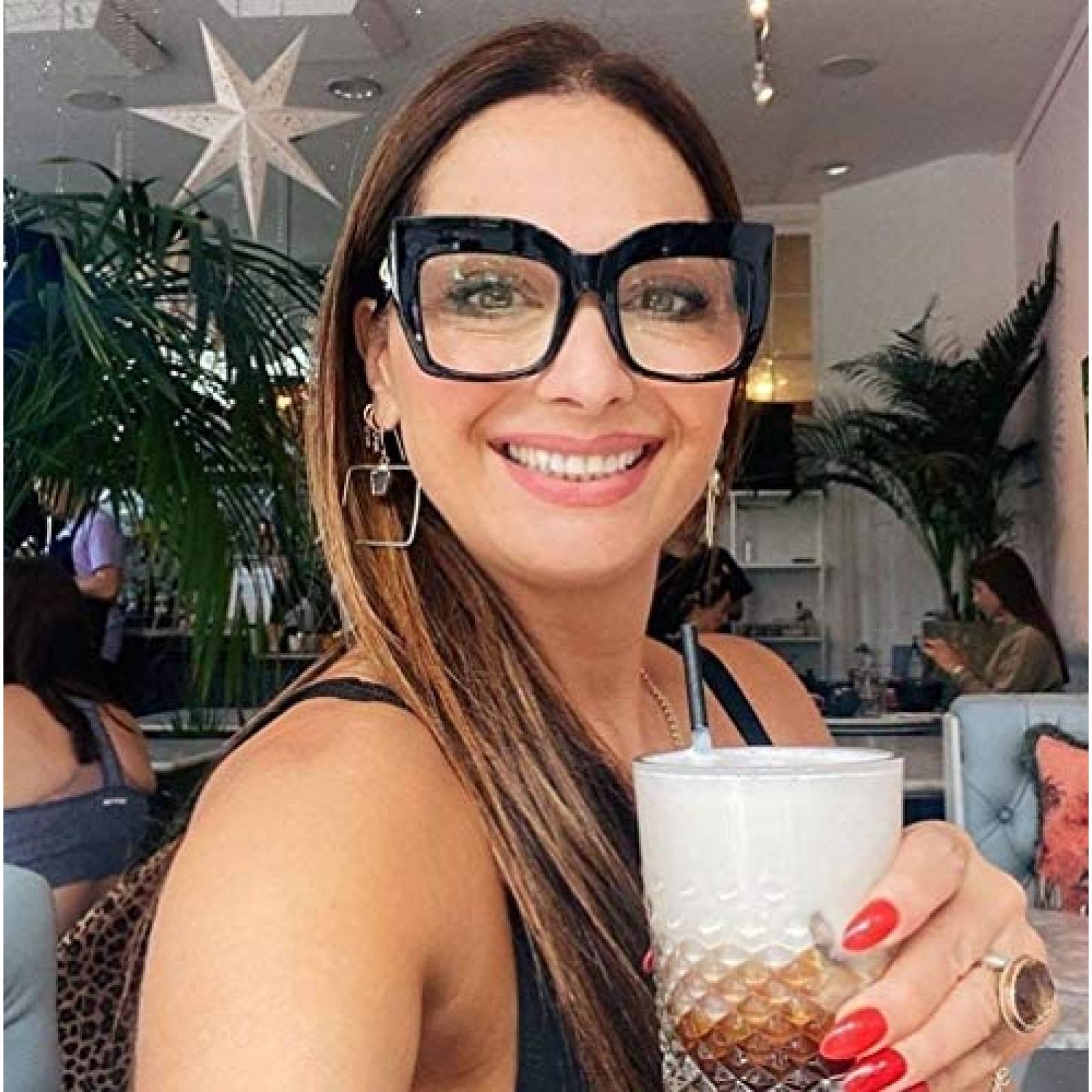 Lentes Voogueme Mujer Bloquea Luz UV Cuadrados -Negro