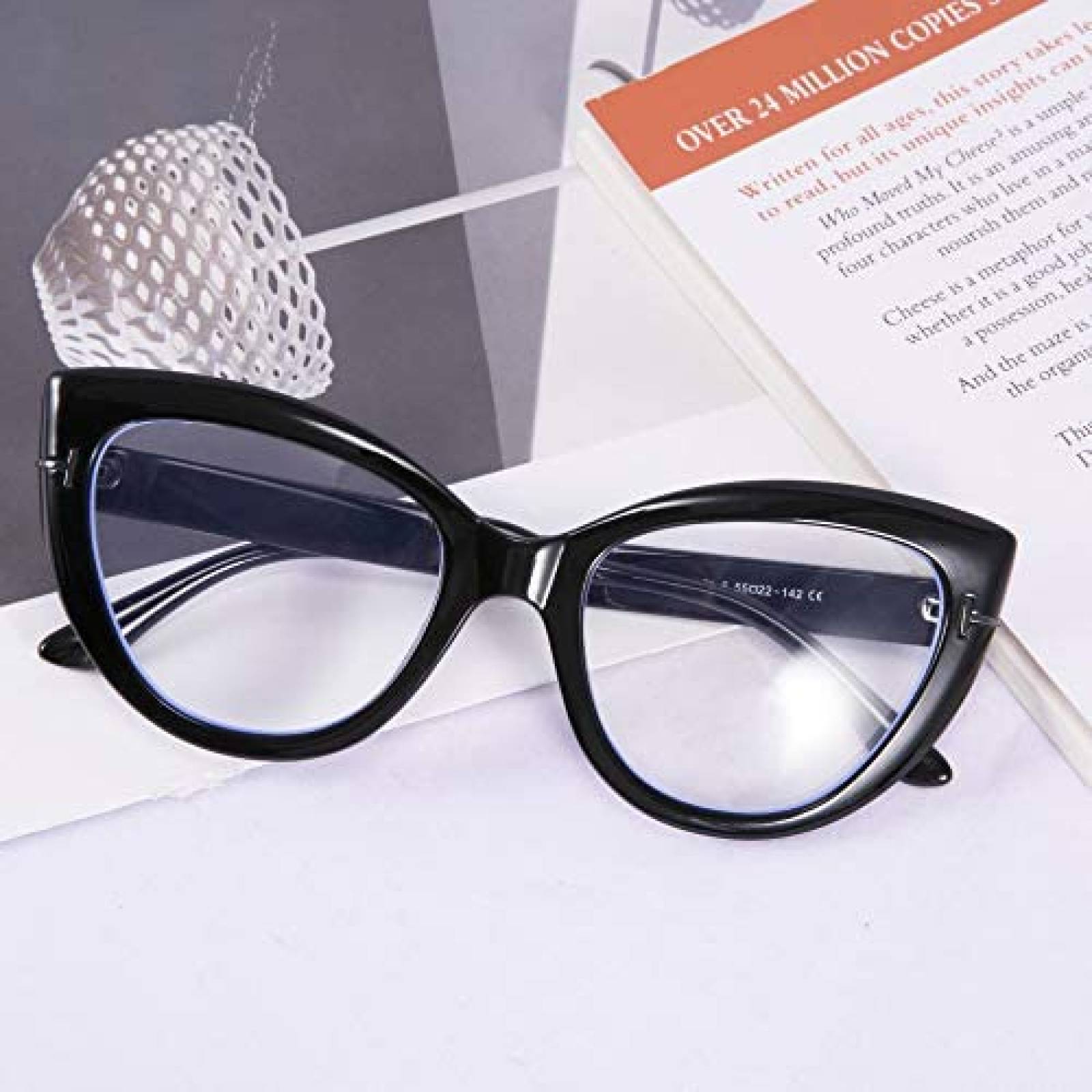Gafas de bloqueo de luz azul FEISEDY gruesas de ojo de gato