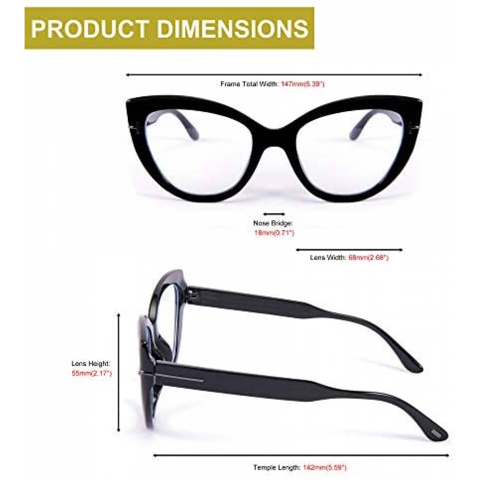 Gafas de bloqueo de luz azul FEISEDY gruesas de ojo de gato