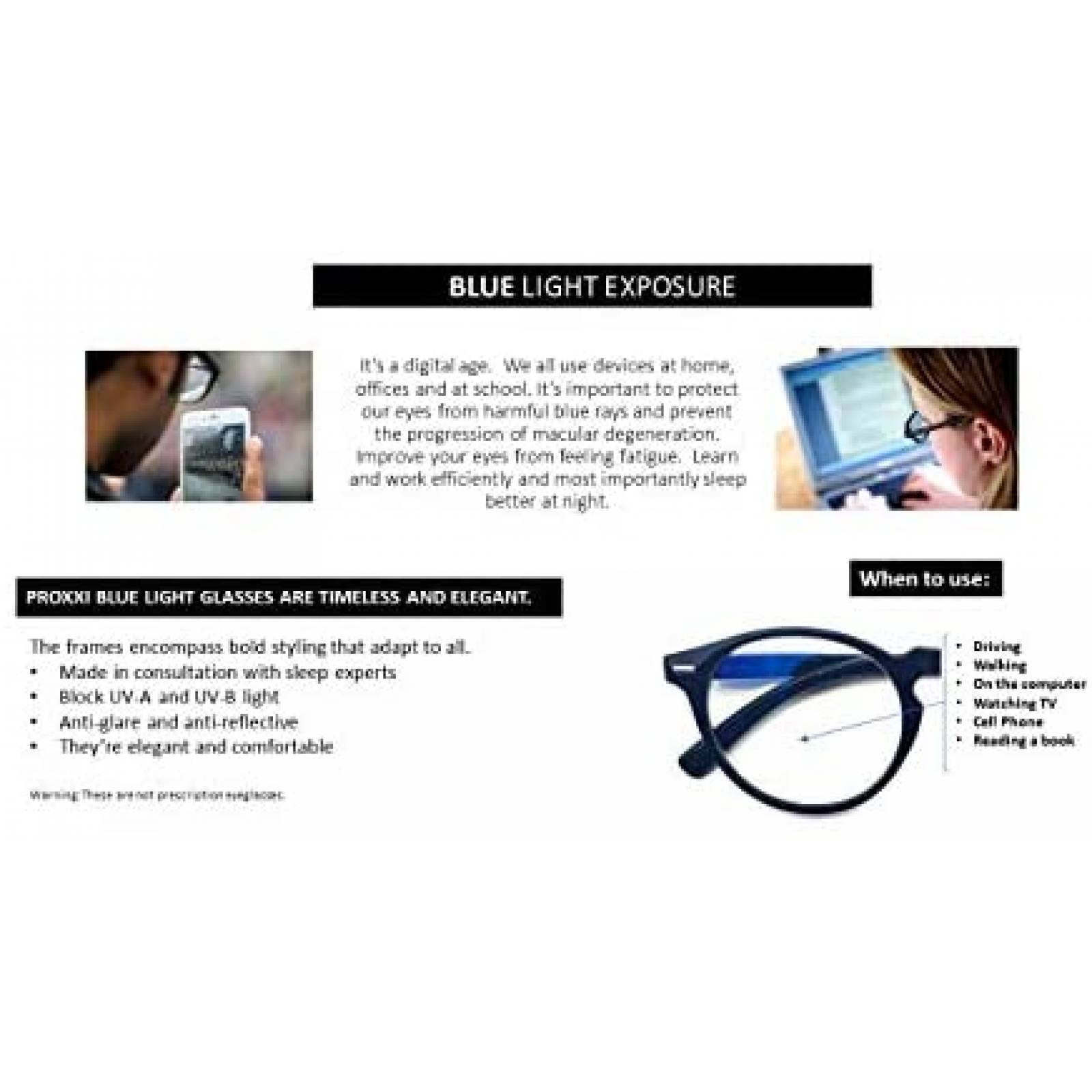 Lentes computador Proxxi Anti luz azul Gaming -Negro