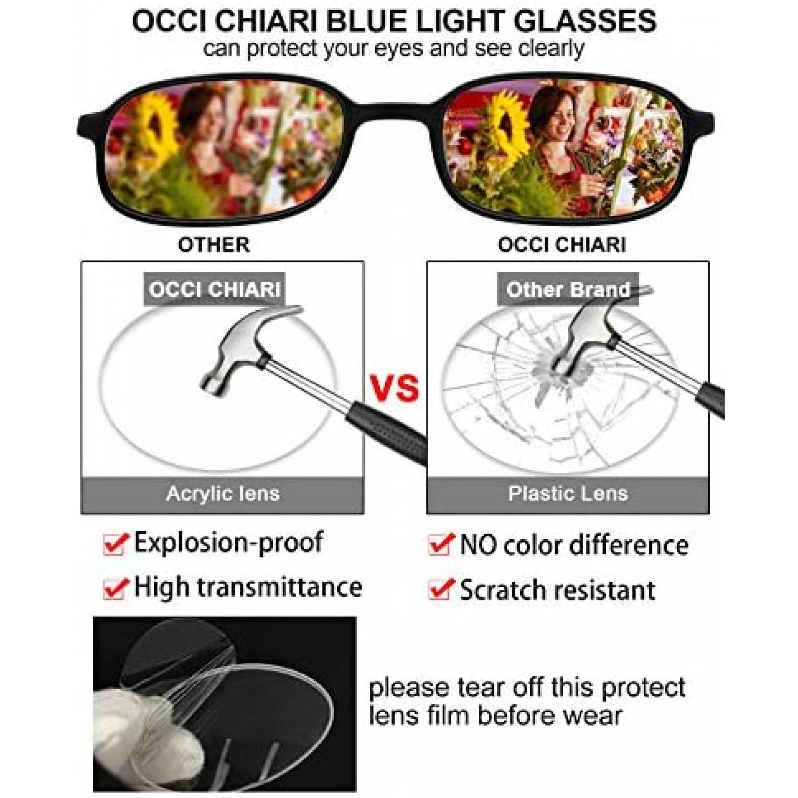 Lentes lectura OCCI CHIARI Unisex Bloquea Luz azul -Negro