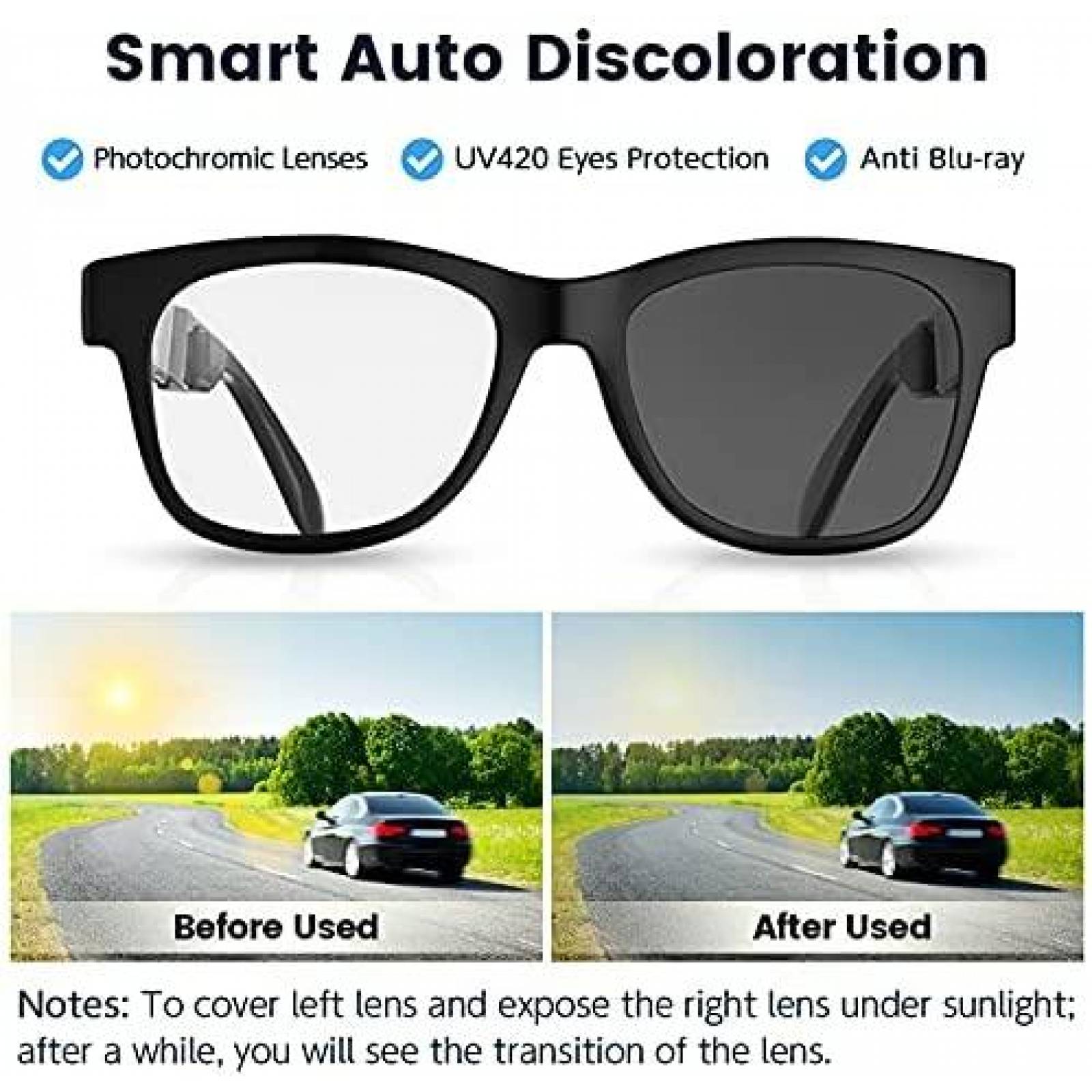 Lentes con Audifonos QZTELECTRONIC Bluetooth Inteligentes