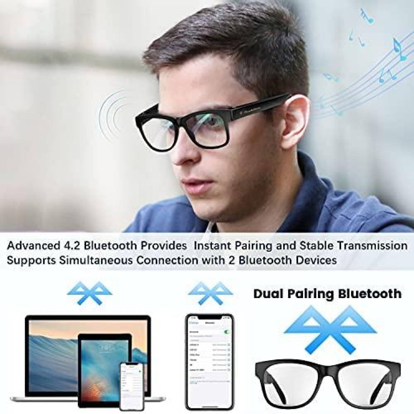 Lentes con Audifonos QZTELECTRONIC Bluetooth Inteligentes