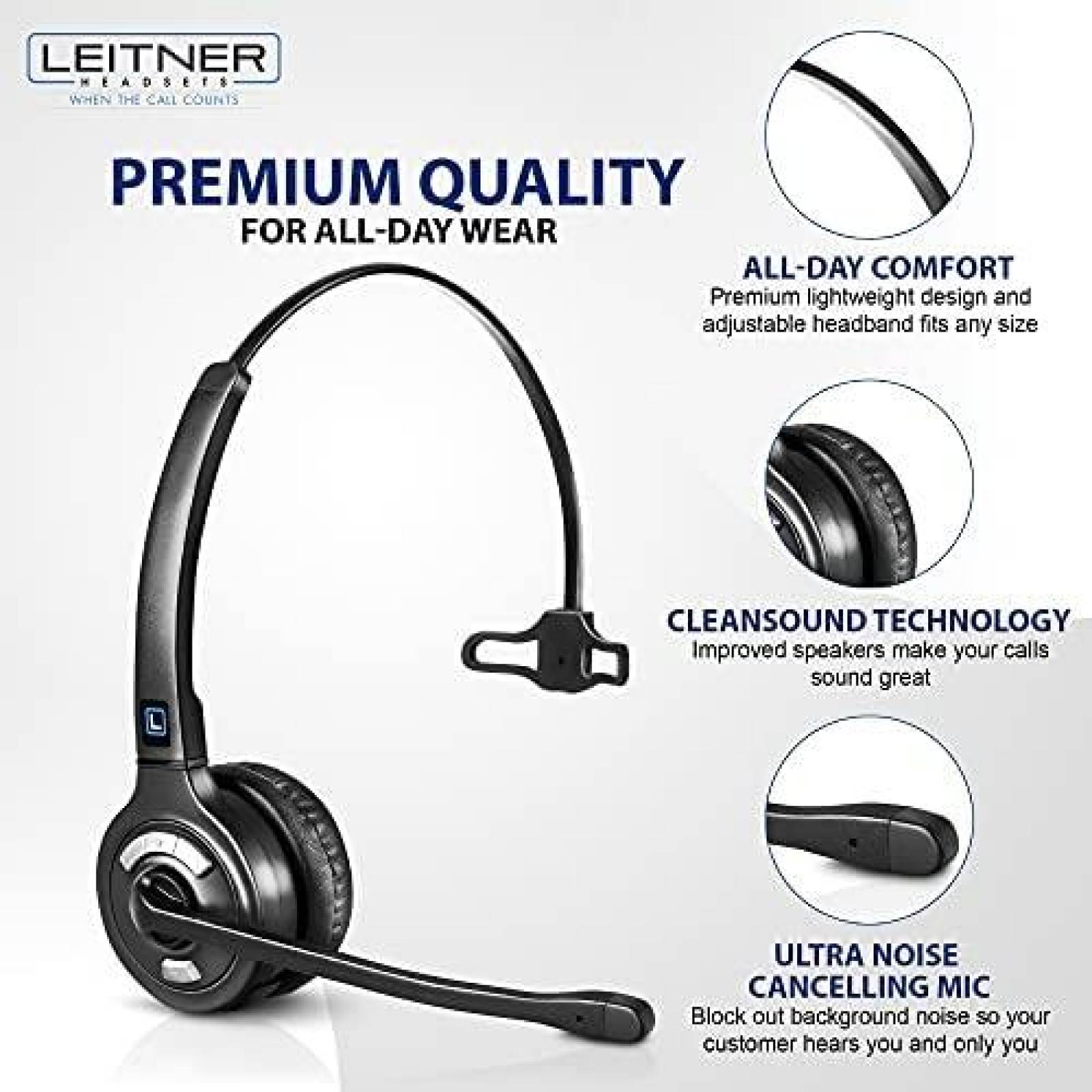 Headset Leitner OfficeAlly LH370 Inalambrico -Negro