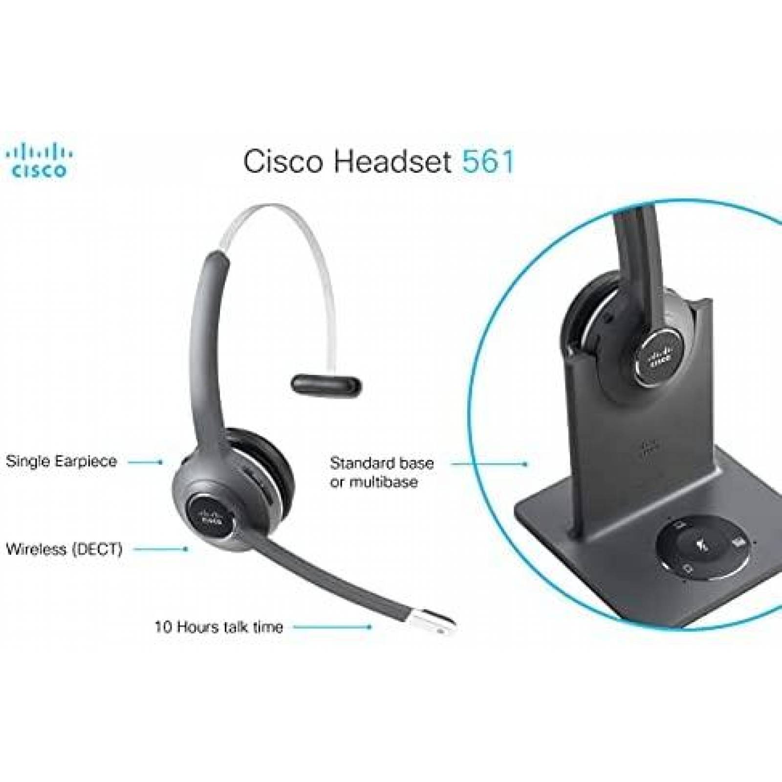Audifonos Cisco Diadema Inalambrica con Microfono -Negro