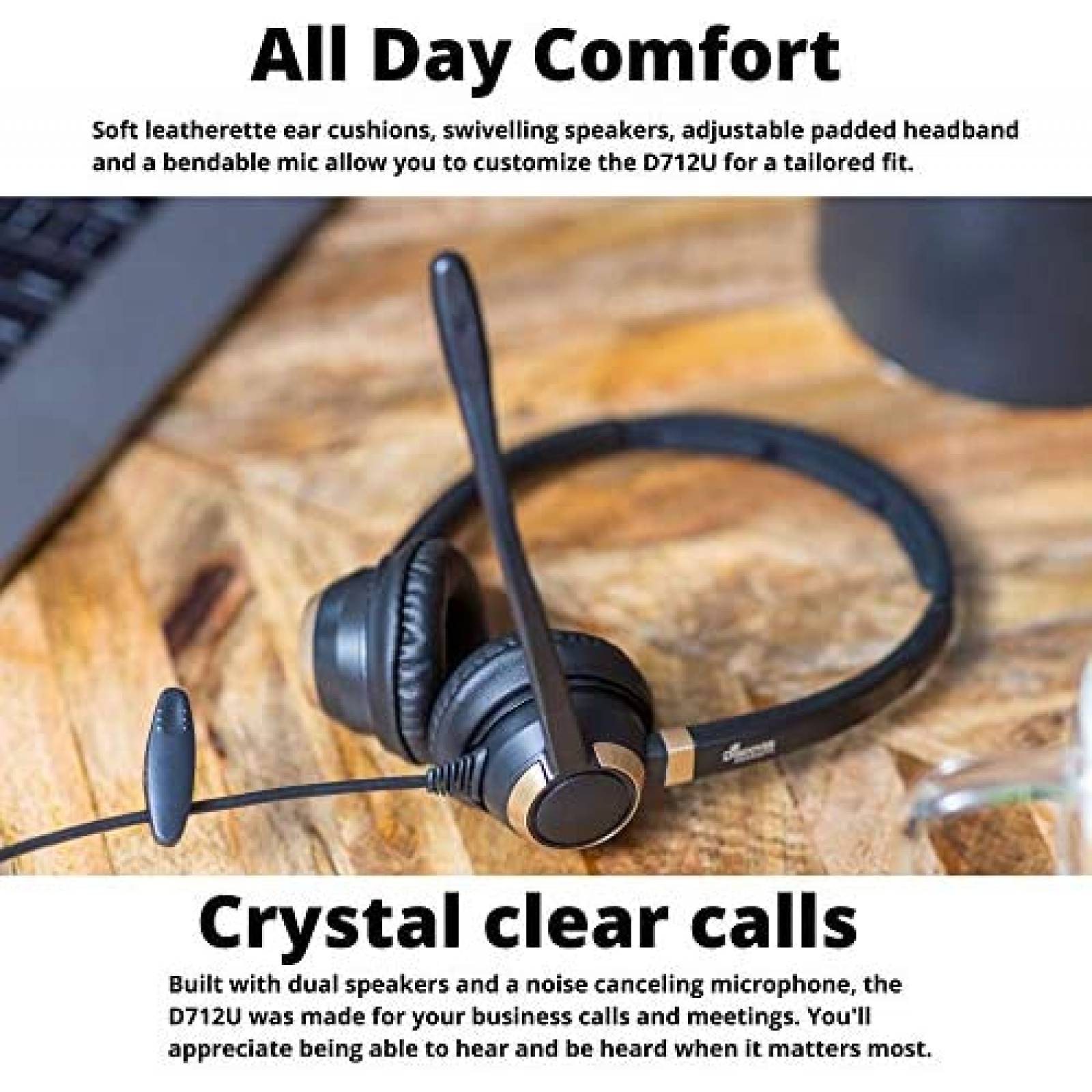 Audifonos Discover D712U Ajustables USB con Cable Softphone