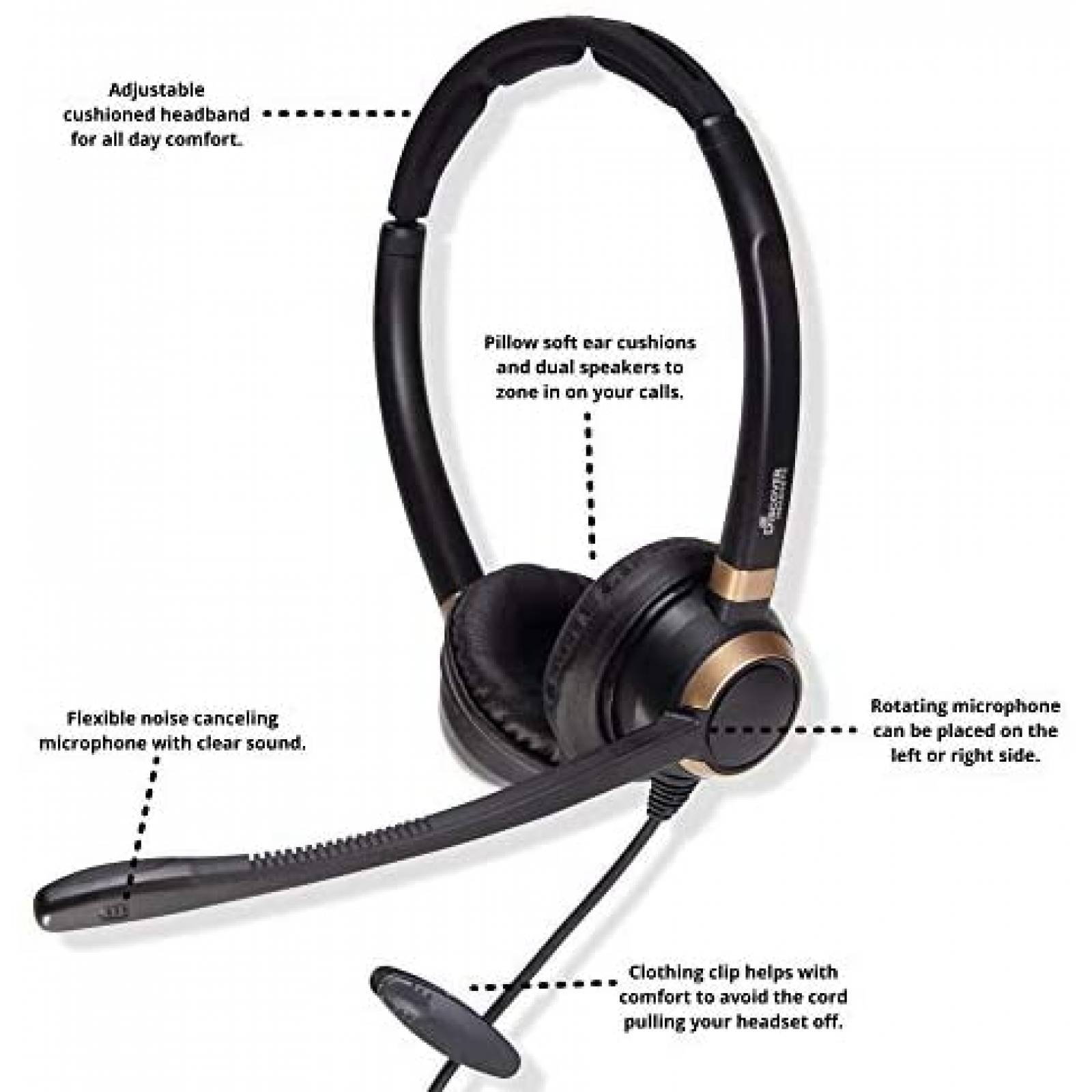 Audifonos Discover D712U Ajustables USB con Cable Softphone