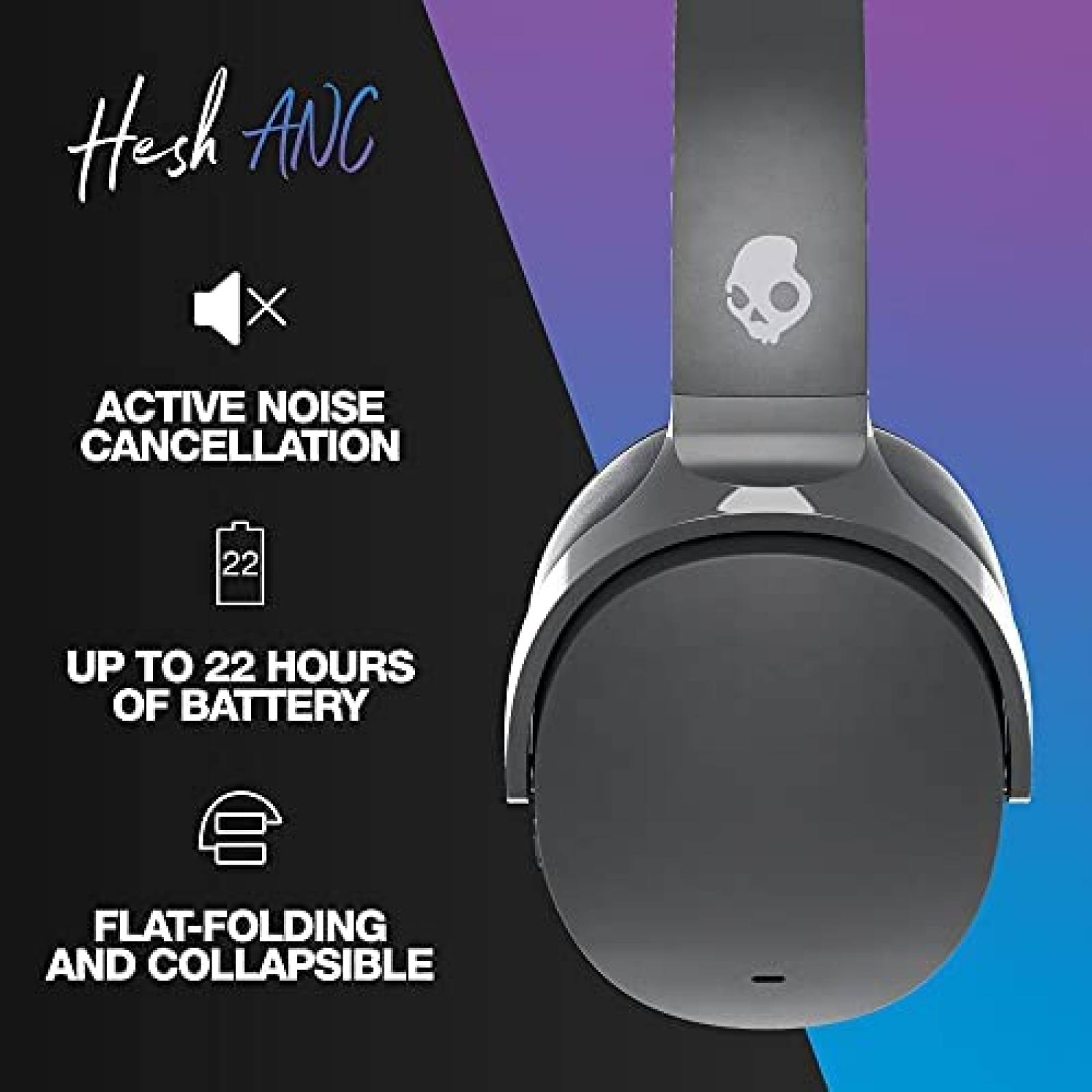Audifonos Skullcandy Hesh ANC Cancelacion de Ruido -Gris