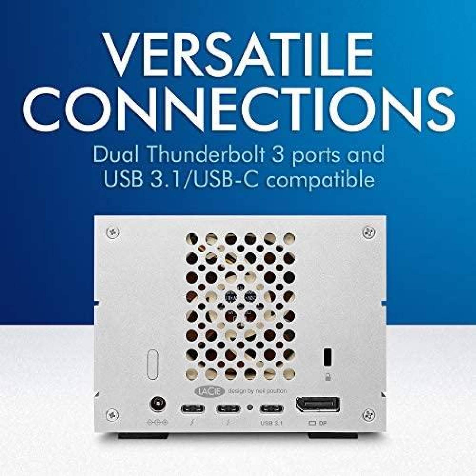 Disco Duro Externo LaCie RAID 20TB 3 USB C USB 2.0 -Blanco