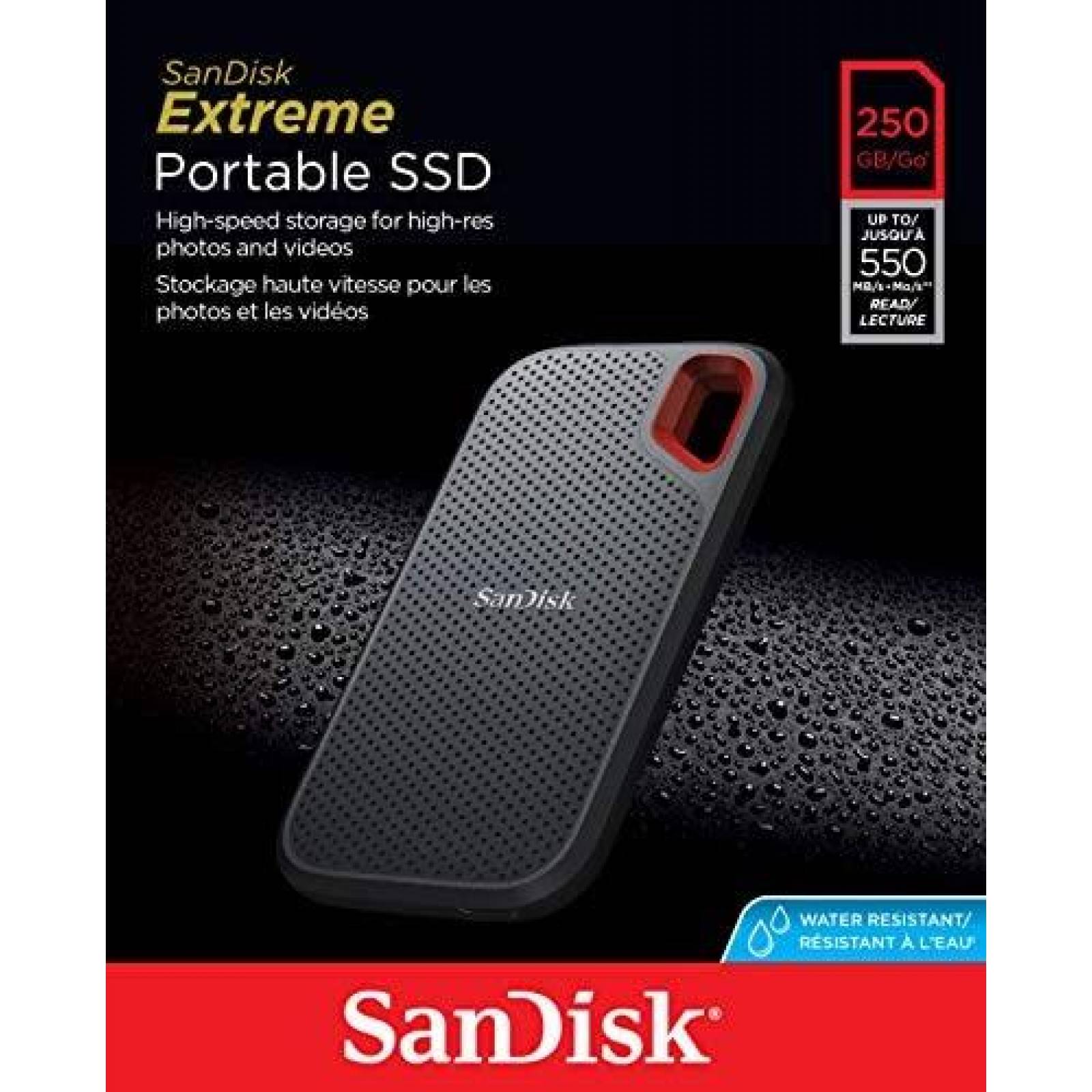 Unidad de Estado Solido SanDisk 250GB Portatil Impermeable