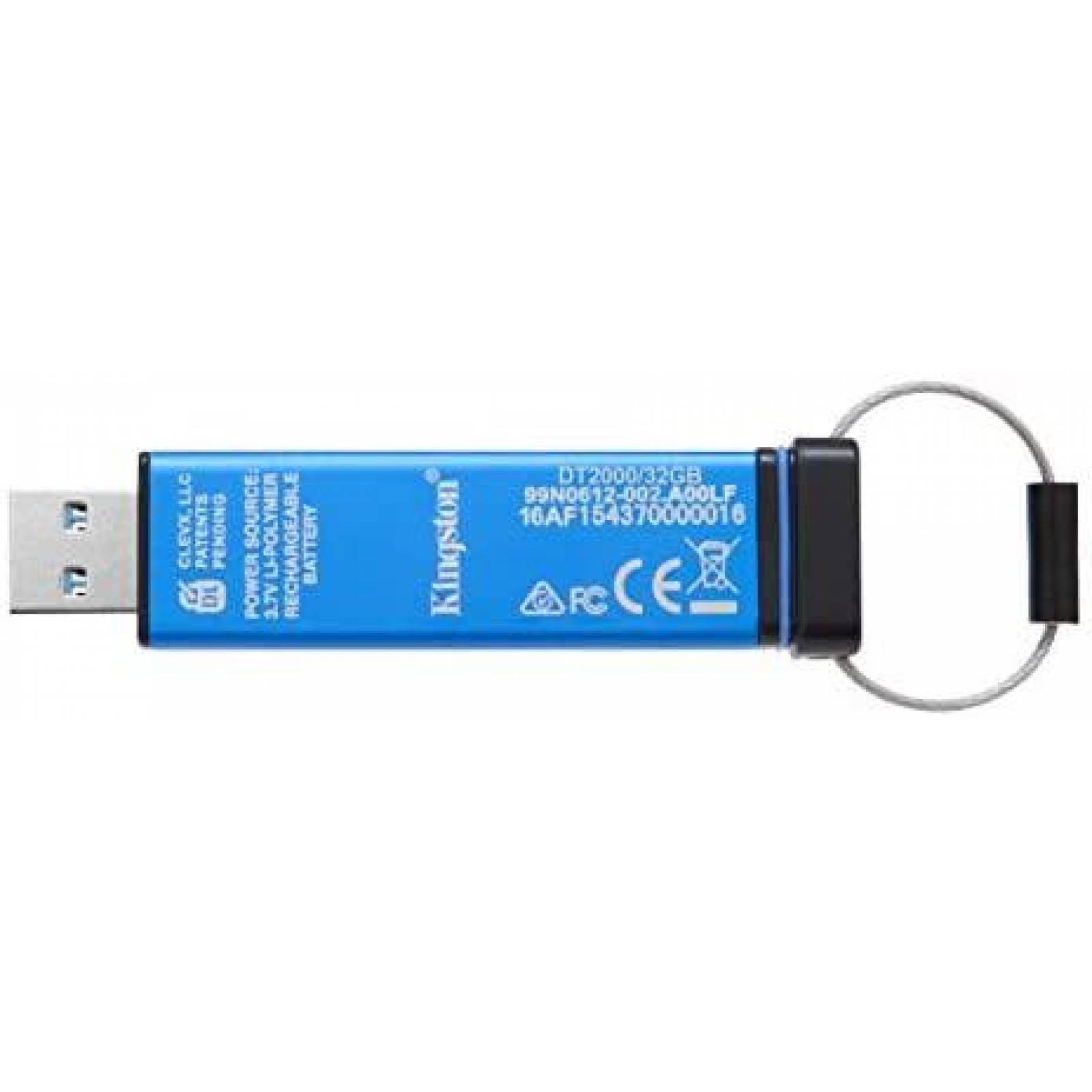 USB con cifrado Kingston DT2000 32GB AES 3.0 135mb -Azul