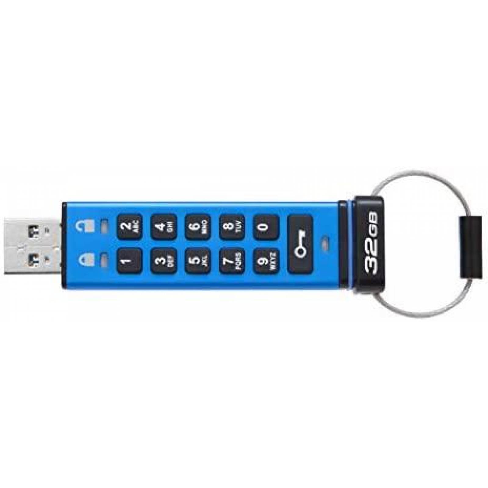 USB con cifrado Kingston DT2000 32GB AES 3.0 135mb -Azul