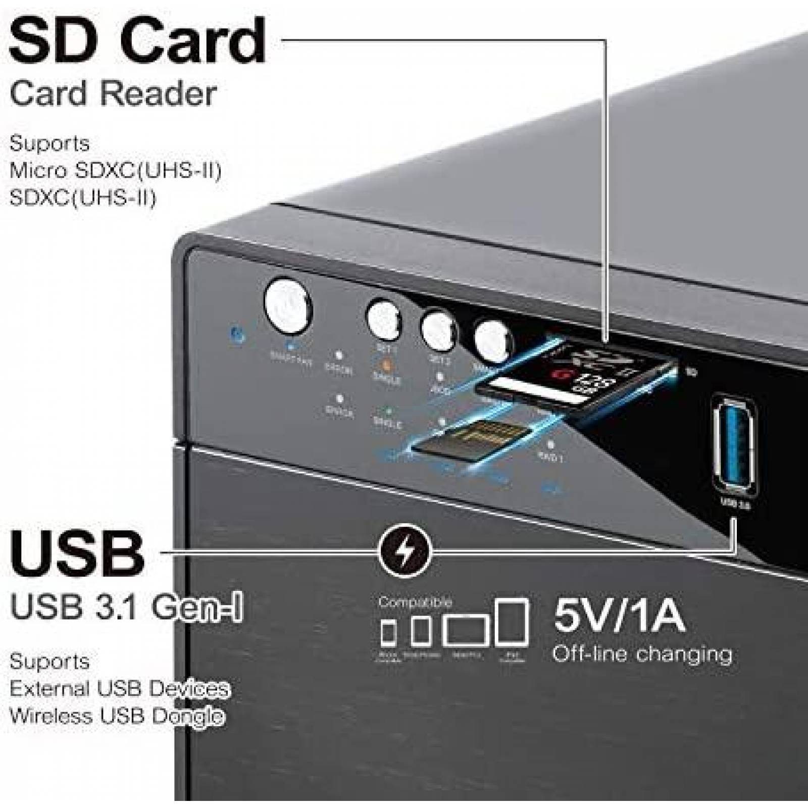Caja RAID Mediasonic HFR7-SU31CD 3.5'' USB C 3.1 de 4 Bahias