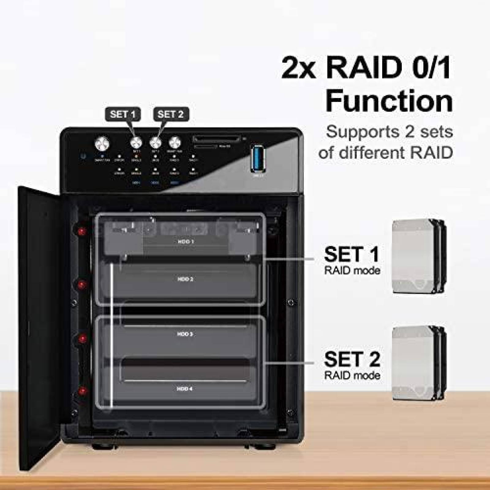 Caja RAID Mediasonic HFR7-SU31CD 3.5'' USB C 3.1 de 4 Bahias