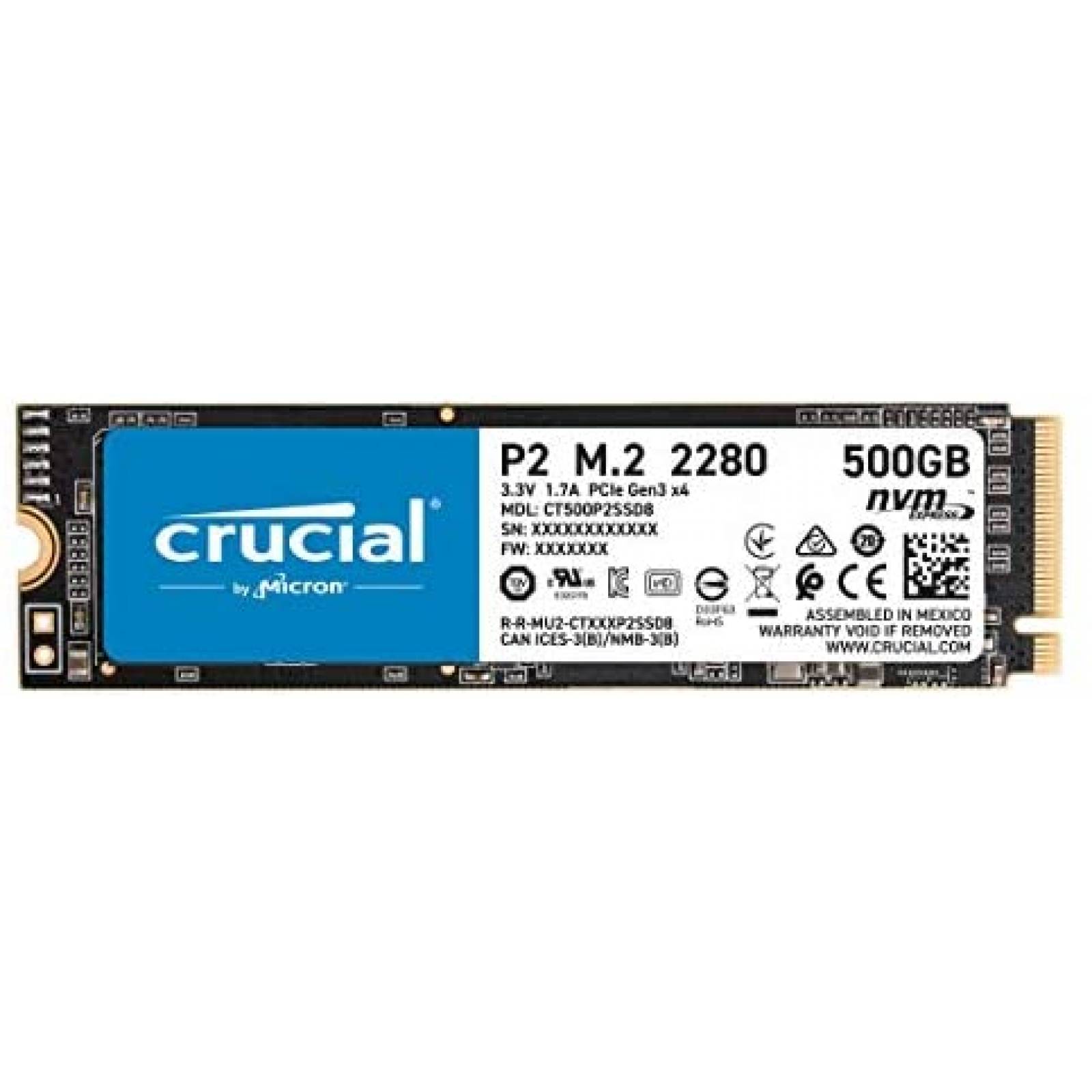SSD interno Crucial CT500P2SSD8 500GB P2 hasta 2400MB/s
