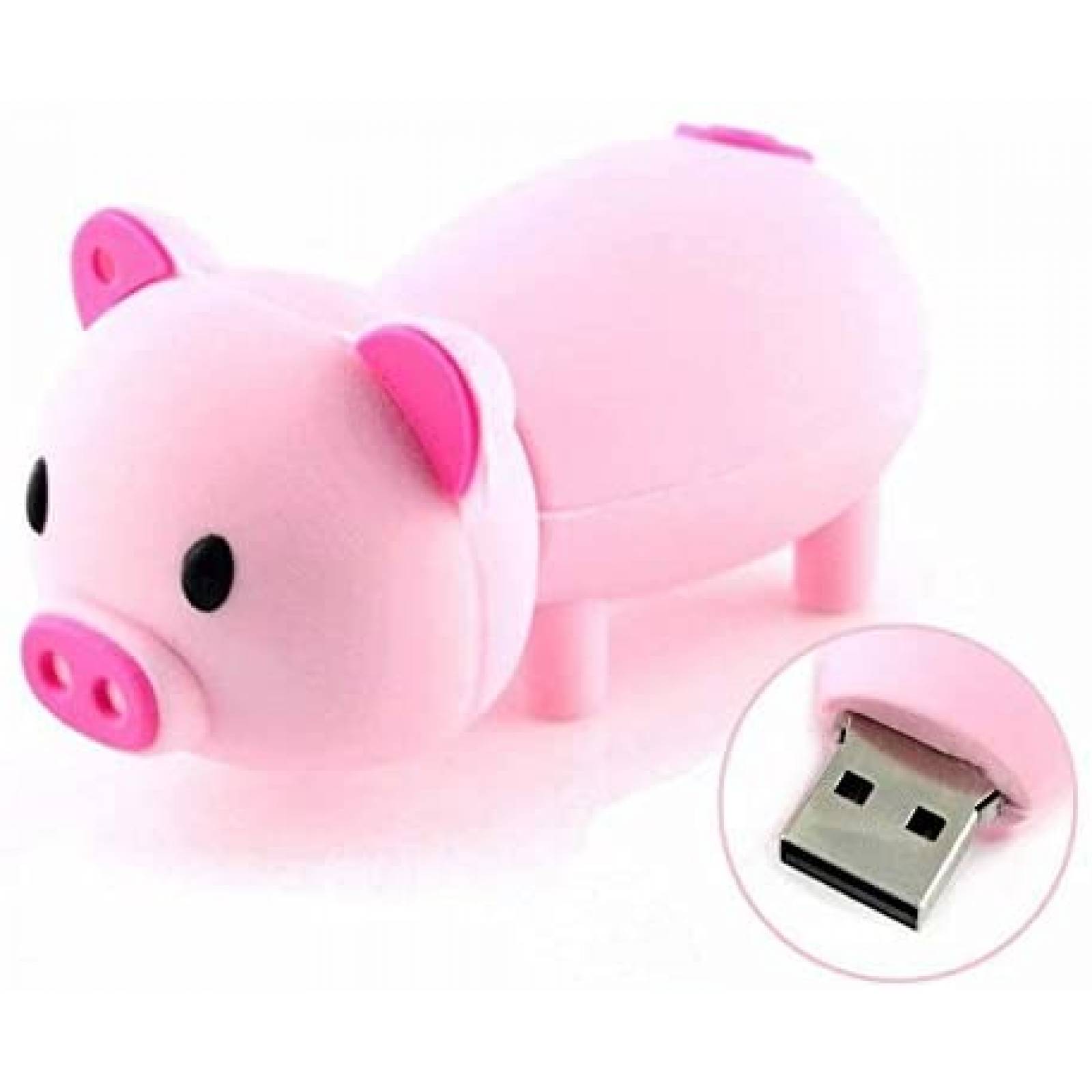 Memoria Flash Drive Huago 32GB USB 2.0 Cerdito -Rosa