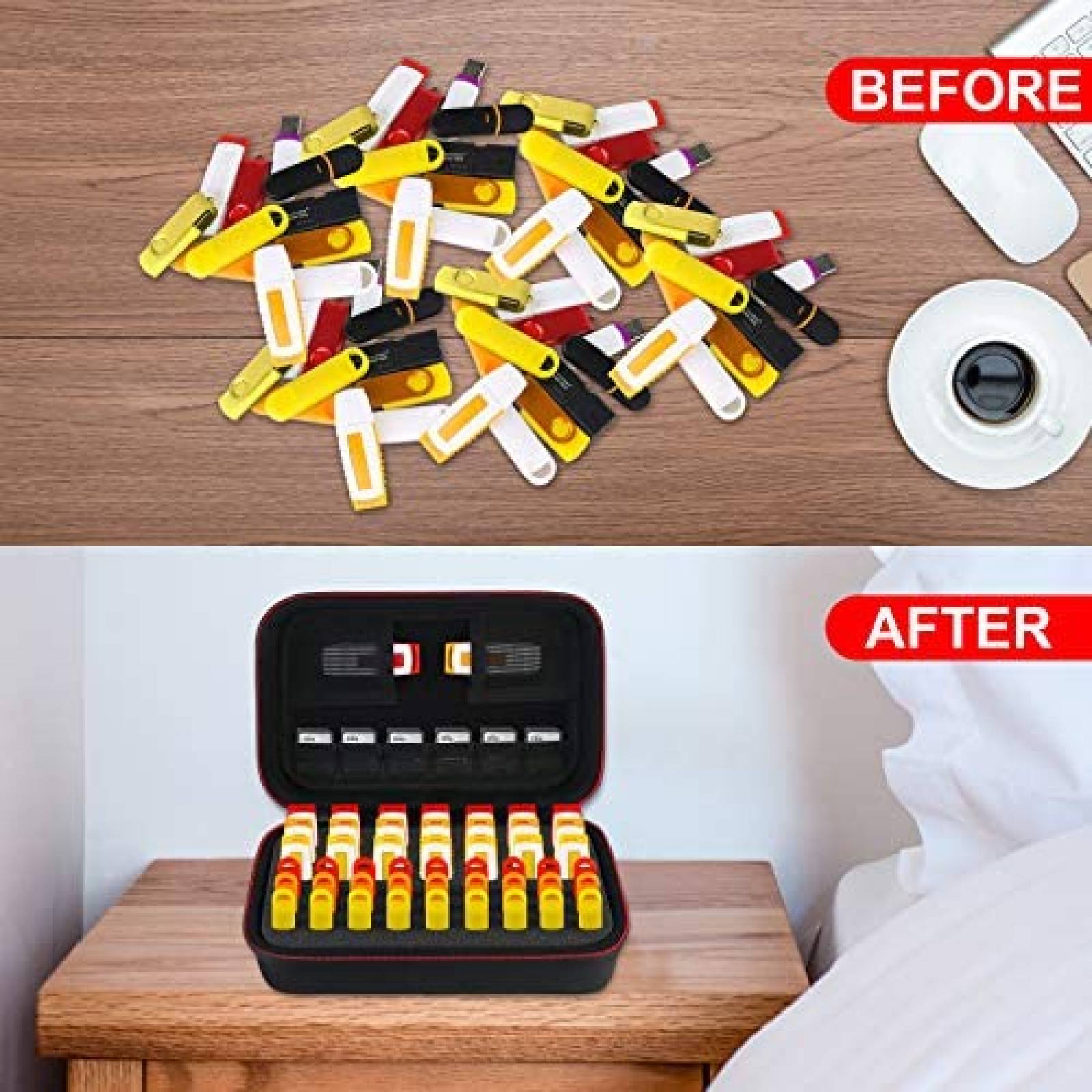 Funda BOVKE Organizadora con 48 Ranuras para Memoria USB