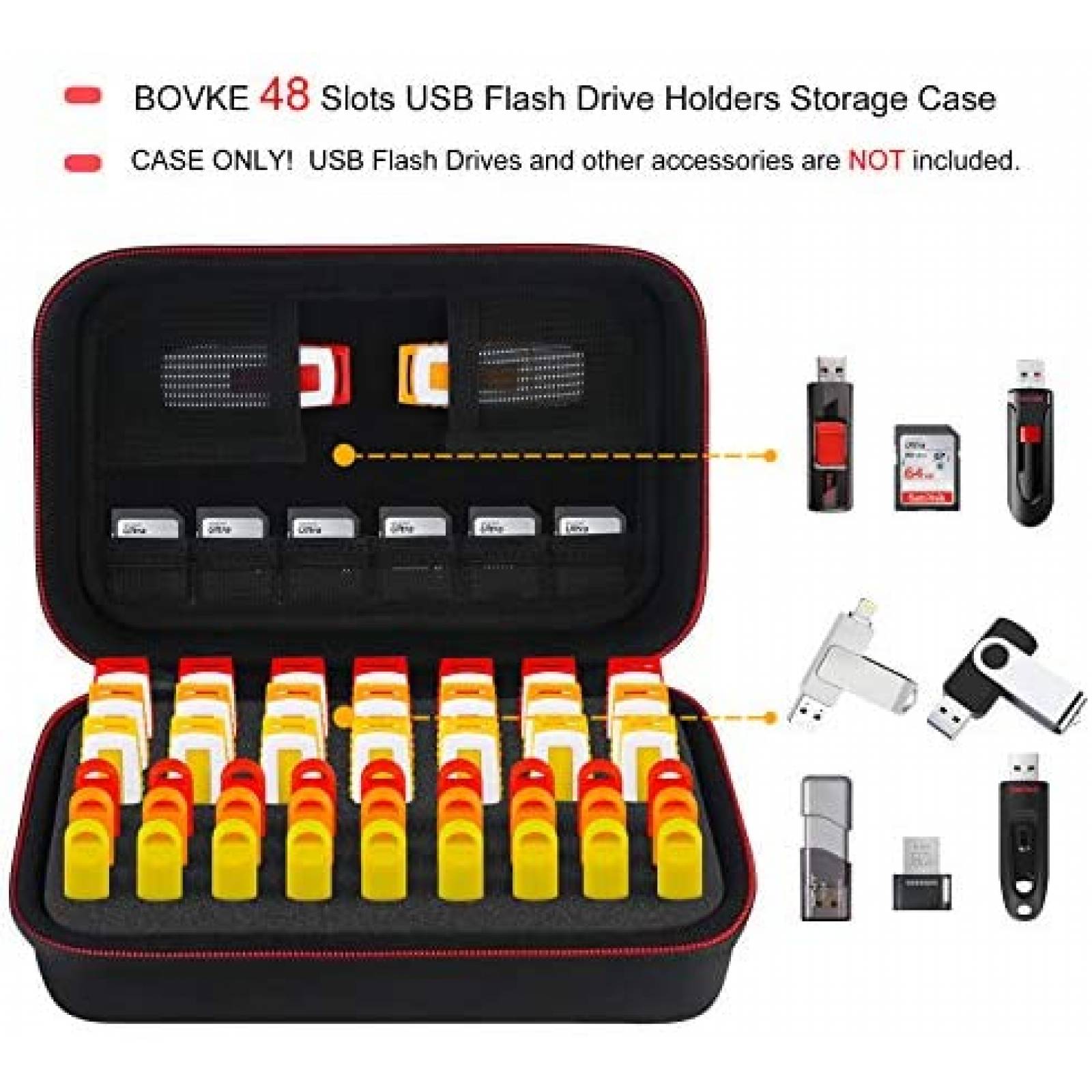 Funda BOVKE Organizadora con 48 Ranuras para Memoria USB