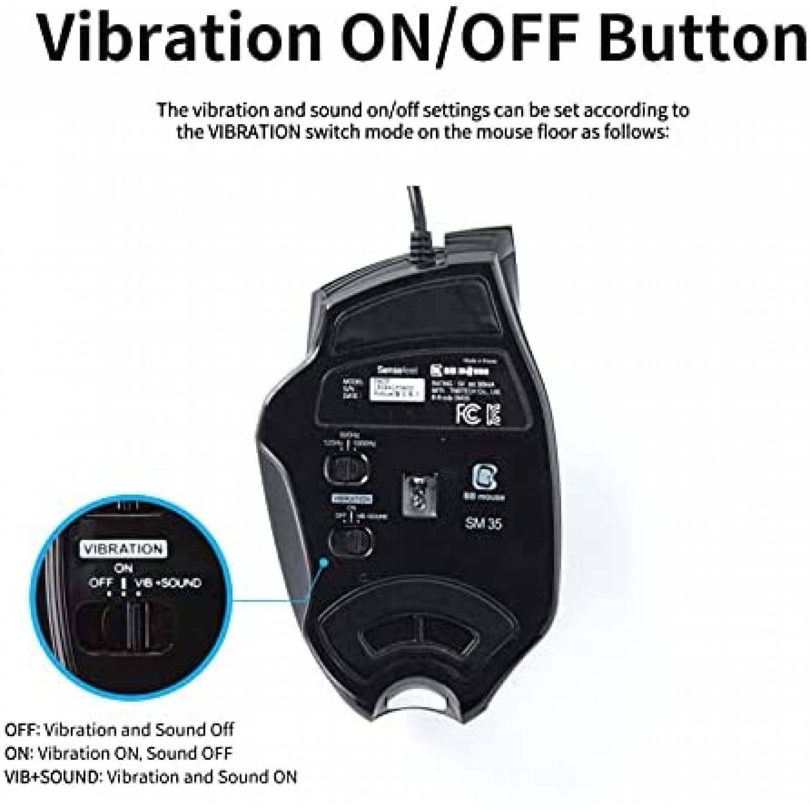 Mouse para juegos BB SM35 con vibracion haptica 6 botones