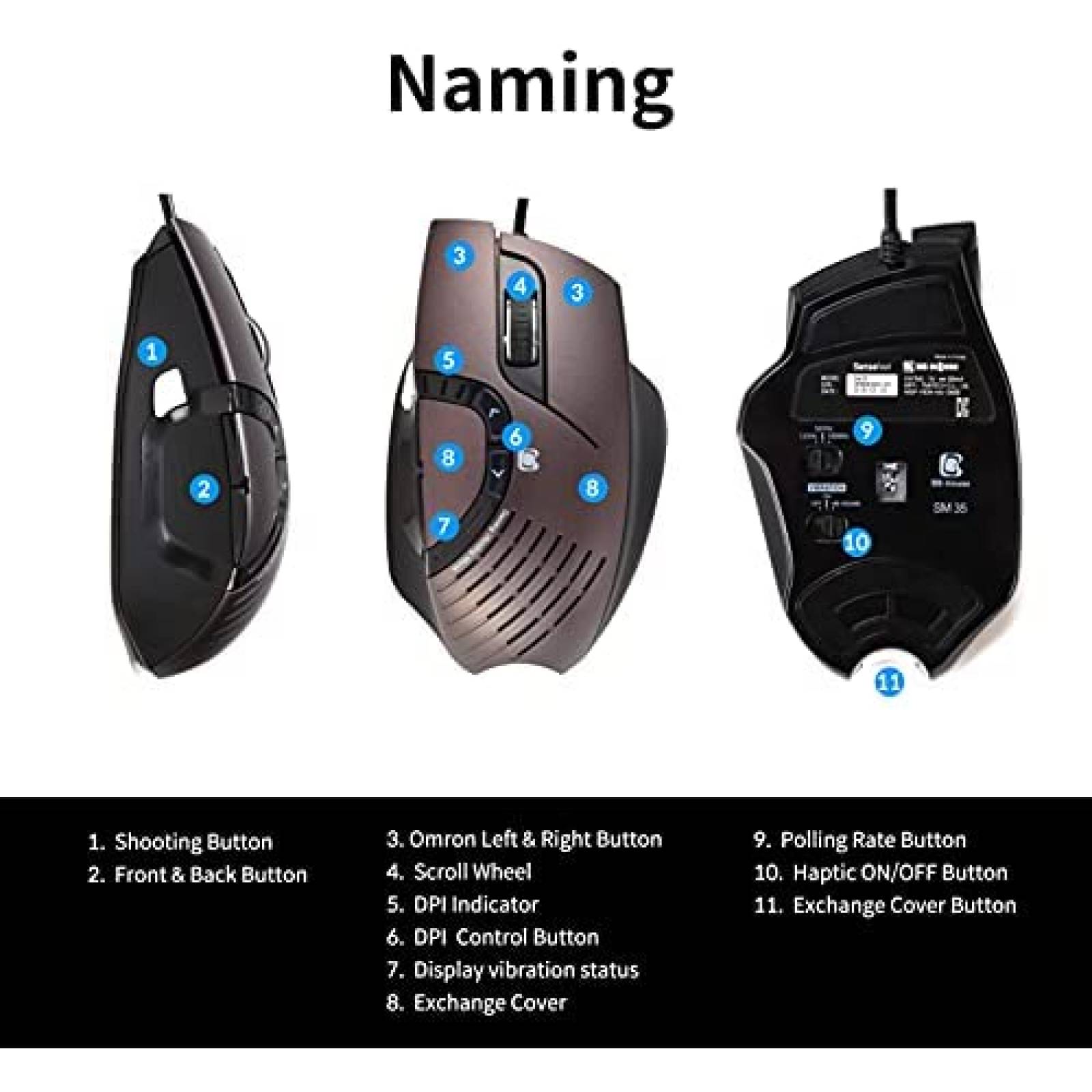 Mouse para juegos BB SM35 con vibracion haptica 6 botones