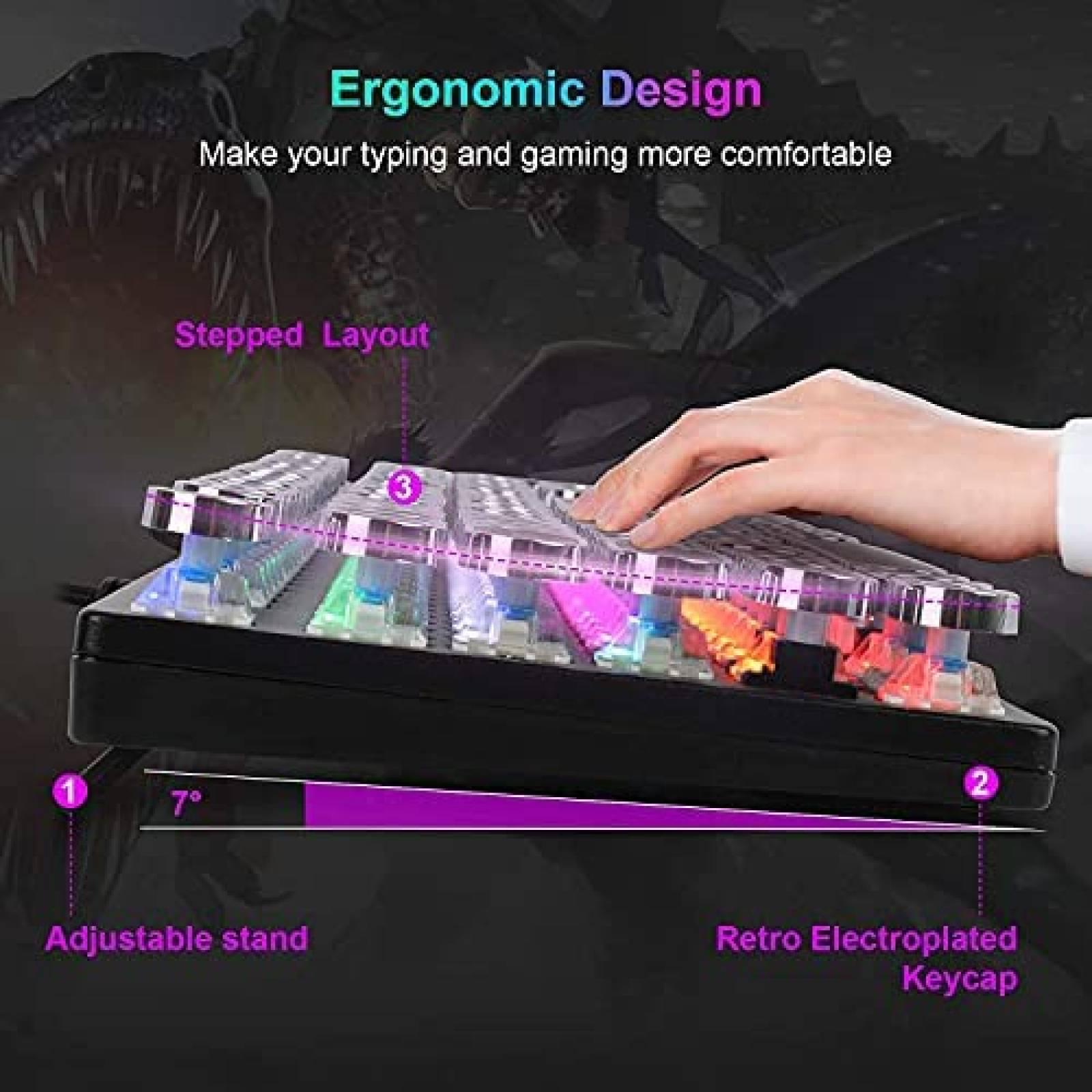 Teclado YSCP Gaming Mecanico RGB 87 teclas programable
