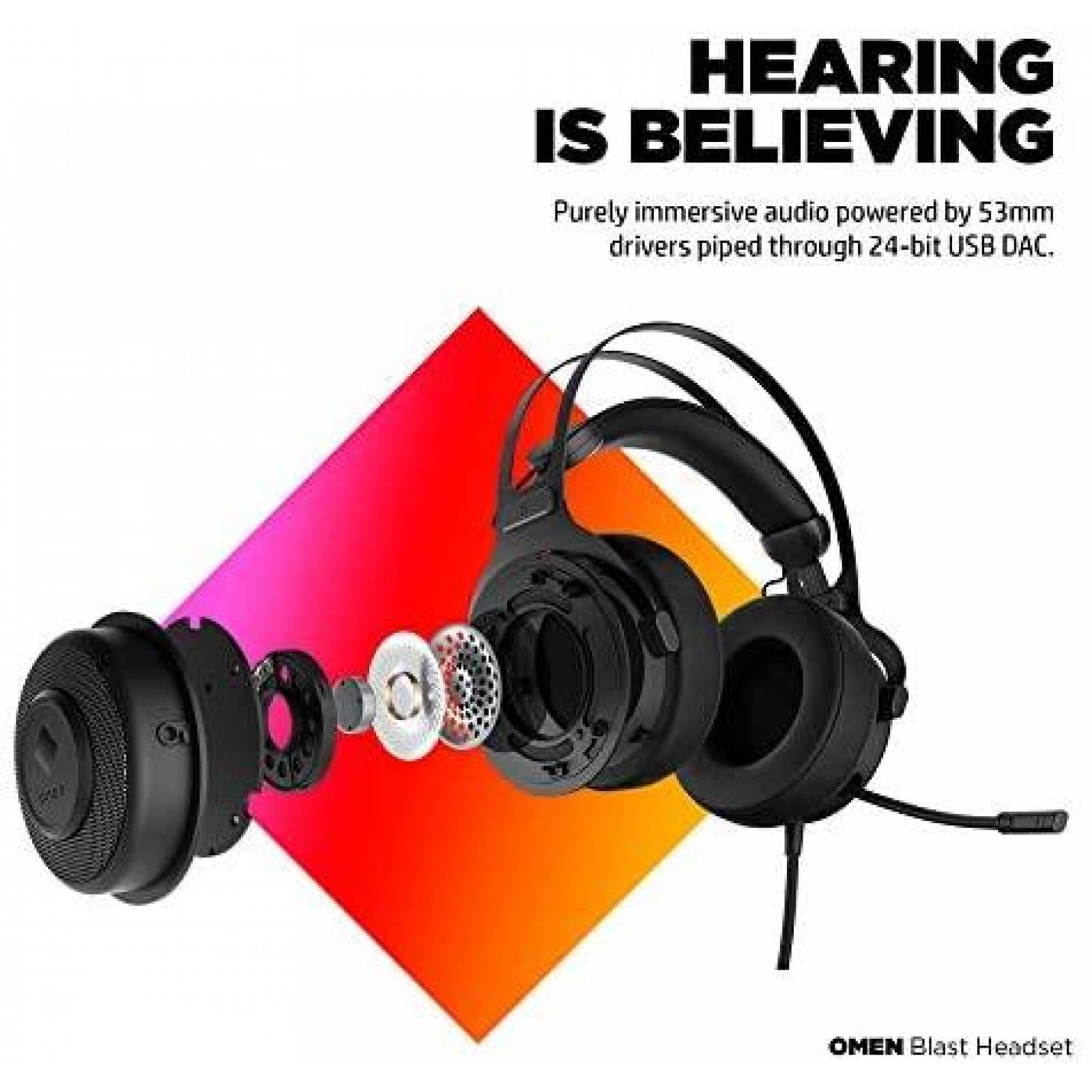 Audifonos de Diadema HP 1A858AA USB con Microfono -Negro