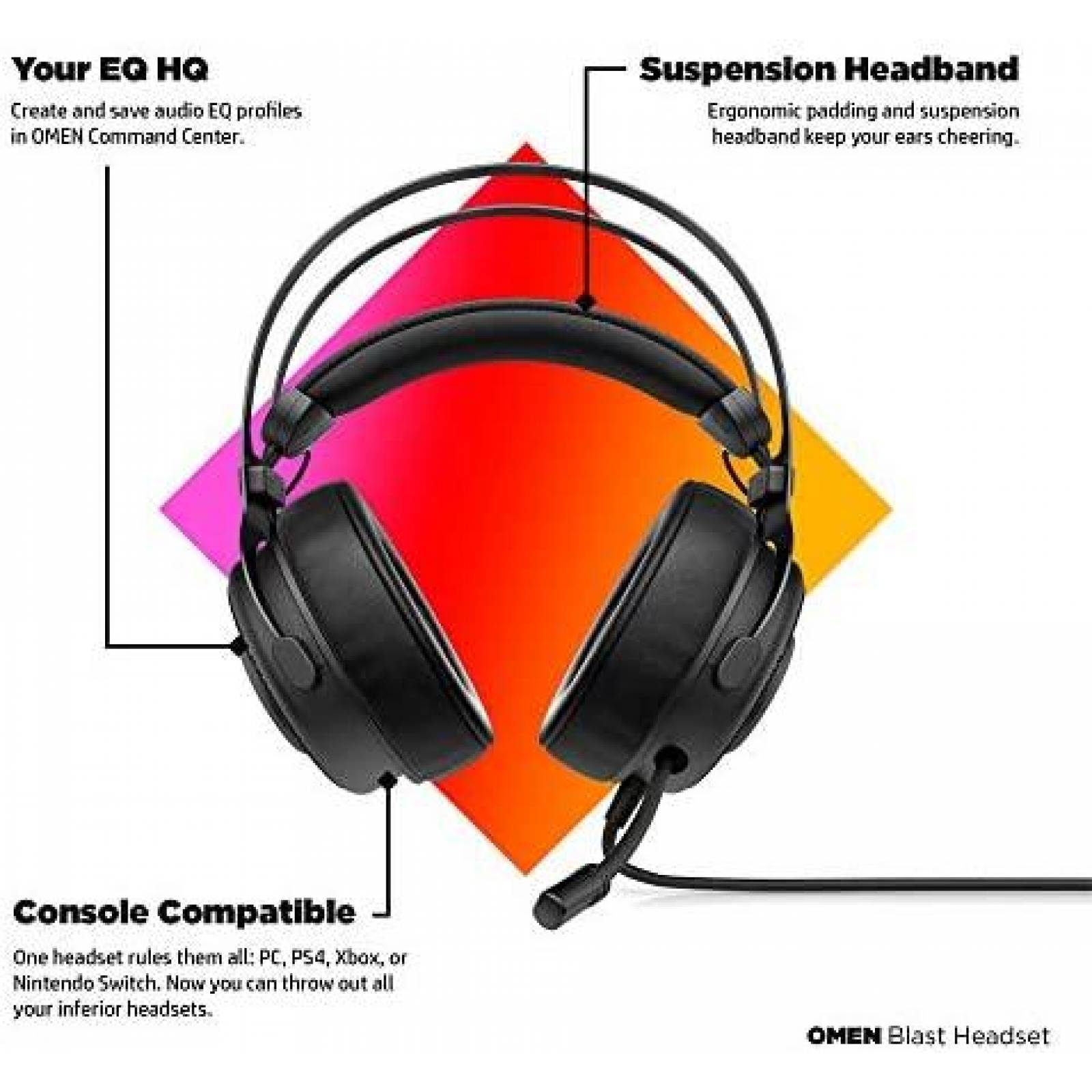 Audifonos de Diadema HP 1A858AA USB con Microfono -Negro